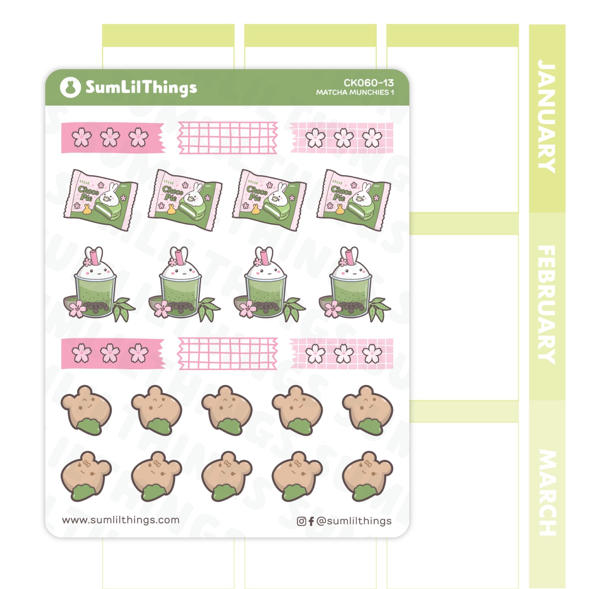 Matcha Munchies ChocoPie & Boba Stickers - SumLilThings