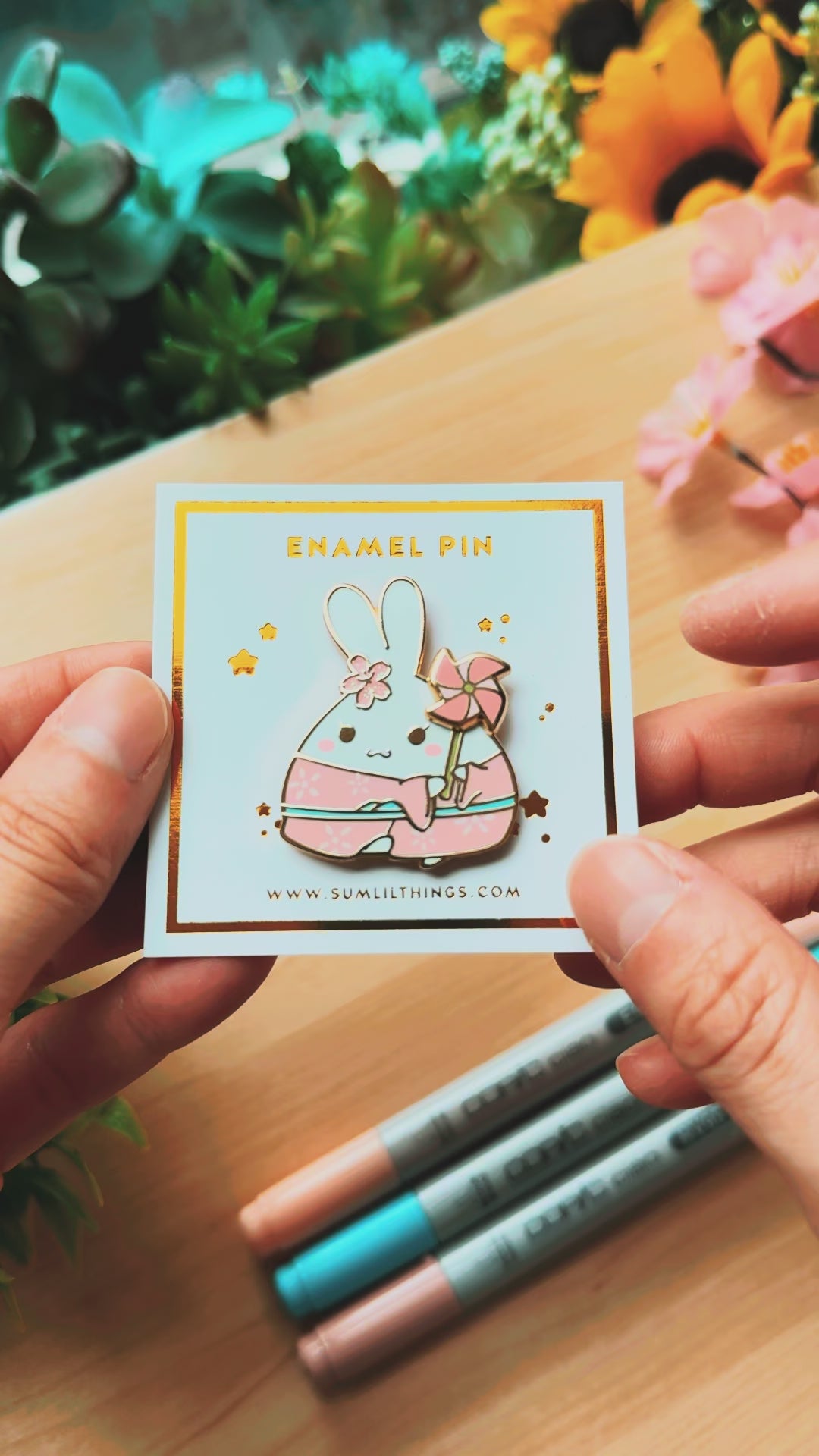 Load video: Enamel Pin - Spinning Sakura Pinwheel (Interactive)