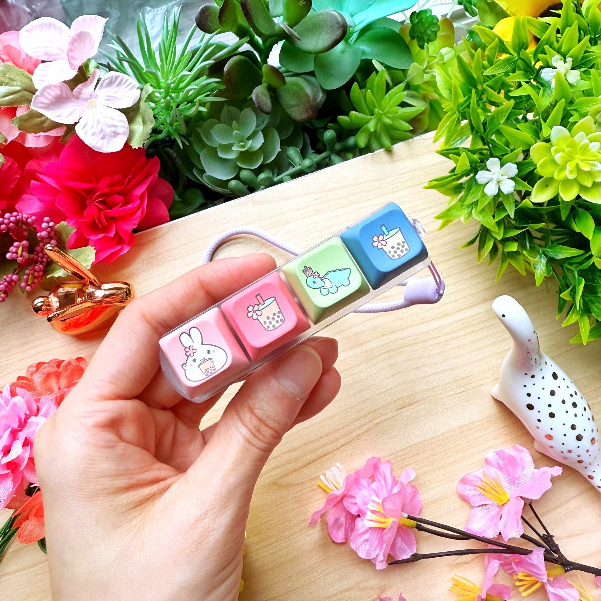 Sakura Boba Keyboard Fidget Keychain - SumLilThings