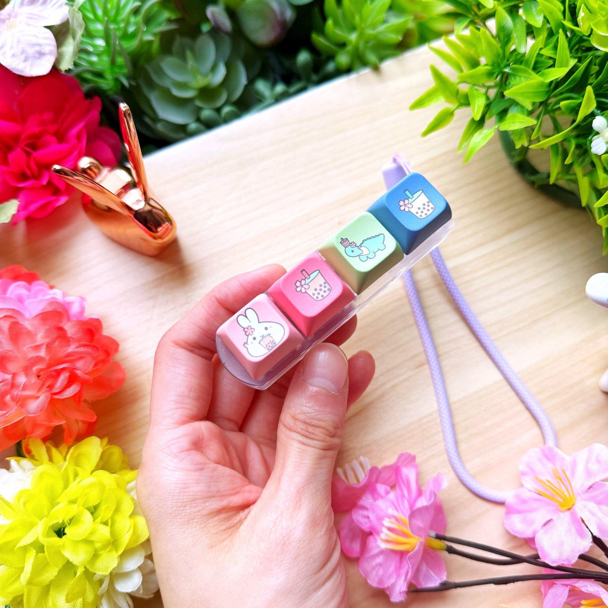 Sakura Boba Keyboard Fidget Keychain - SumLilThings