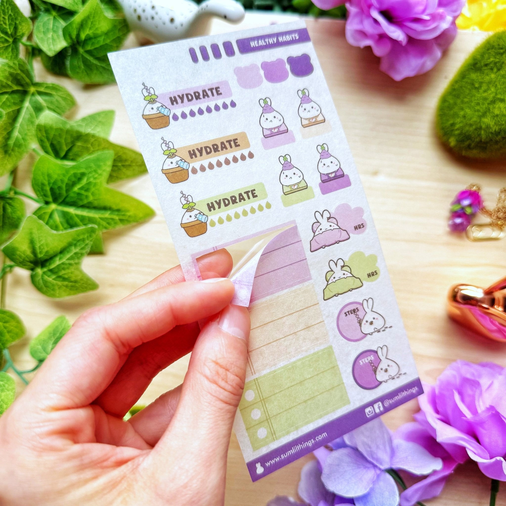 Seal Sticker - Healthy Habits (Lavender) - Washi - SumLilThings