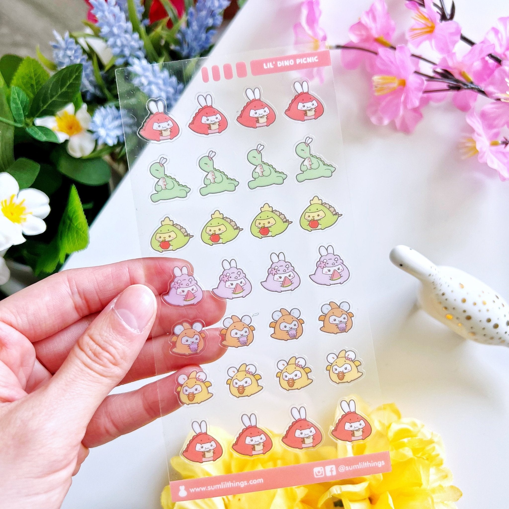 Seal Sticker - Lil&#39; Dino Picnic - Transparent - SumLilThings
