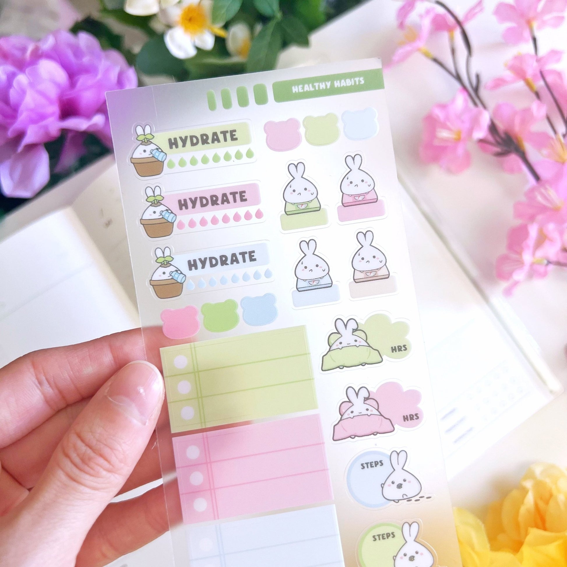 Seal Sticker - Lil' Healthy Habits (Matcha Colors) - Transparent Matte - SumLilThings