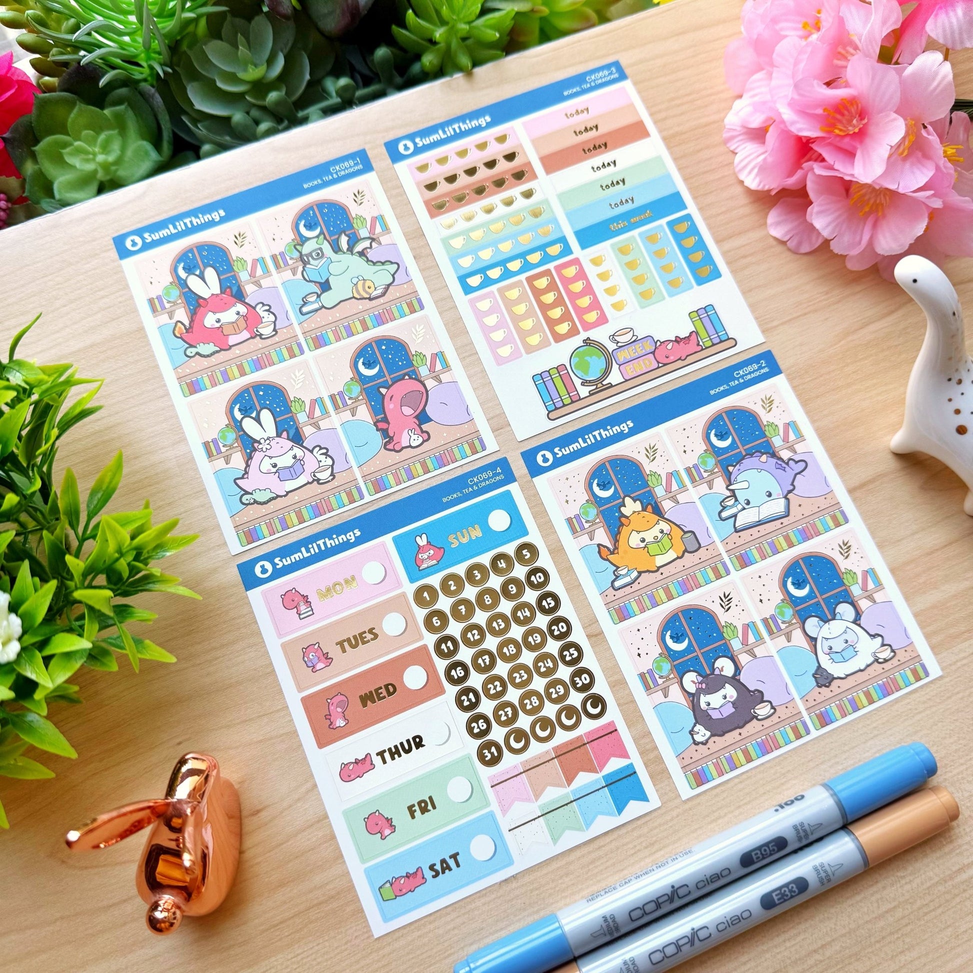 Vertical Kit - Books, Dragons & Tea (10 Pages) - Gold Foil - SumLilThings