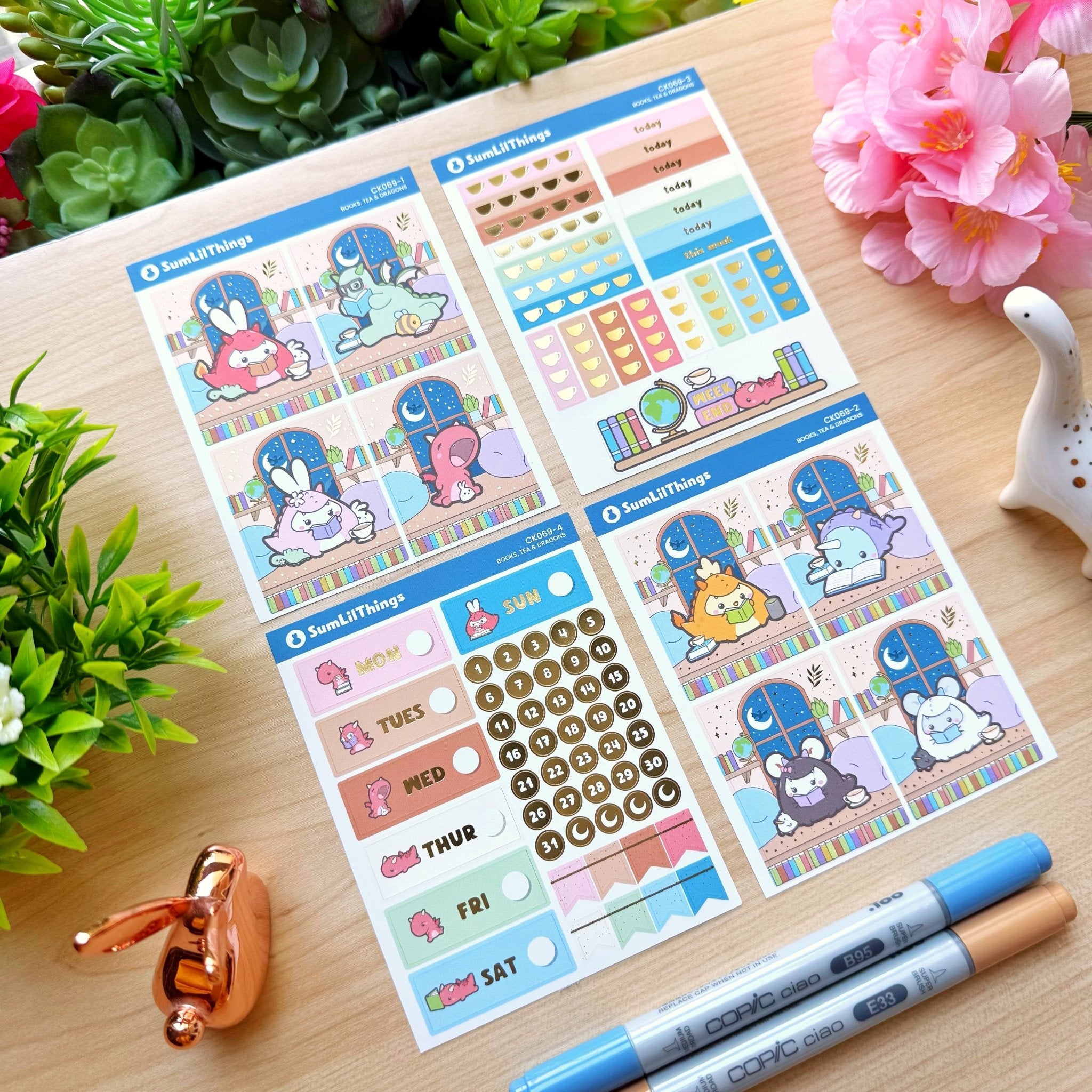 Vertical Kit - Books, Dragons & Tea (10 Pages) - Gold Foil - SumLilThings