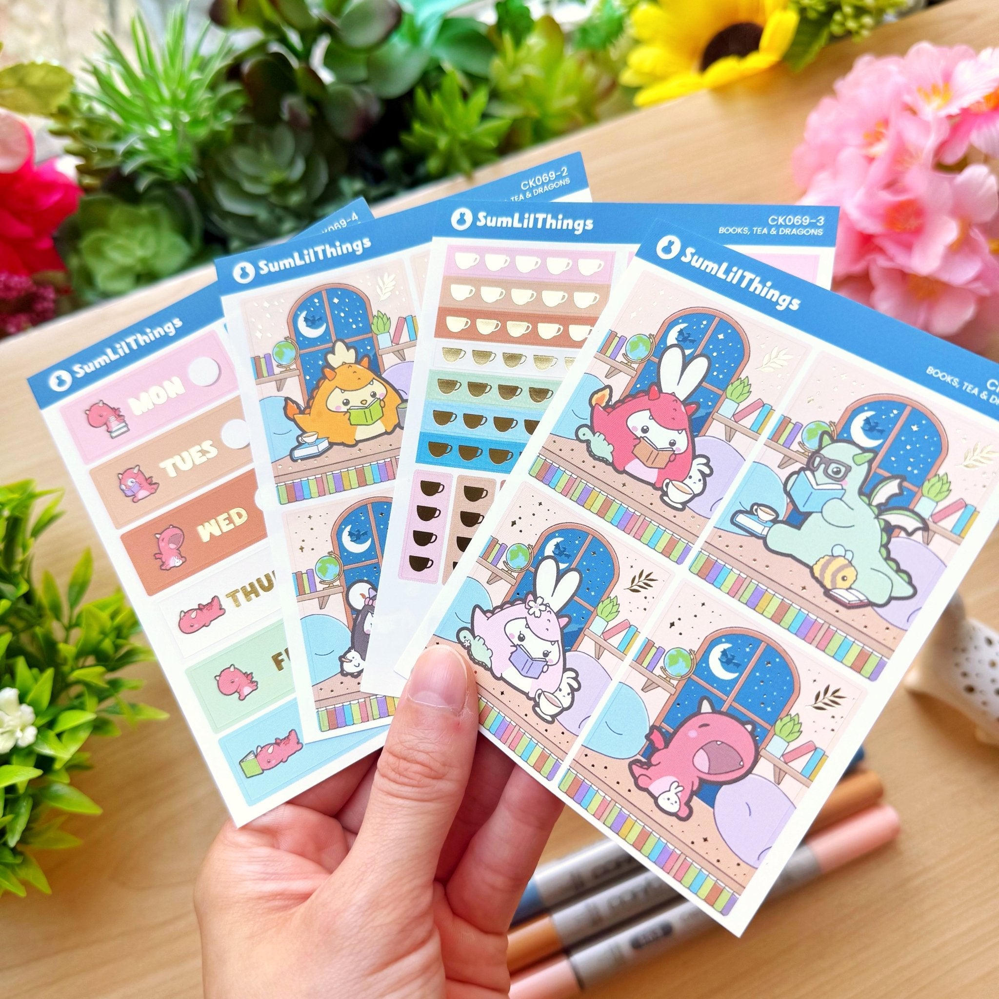 Vertical Kit - Books, Dragons & Tea (10 Pages) - Gold Foil - SumLilThings