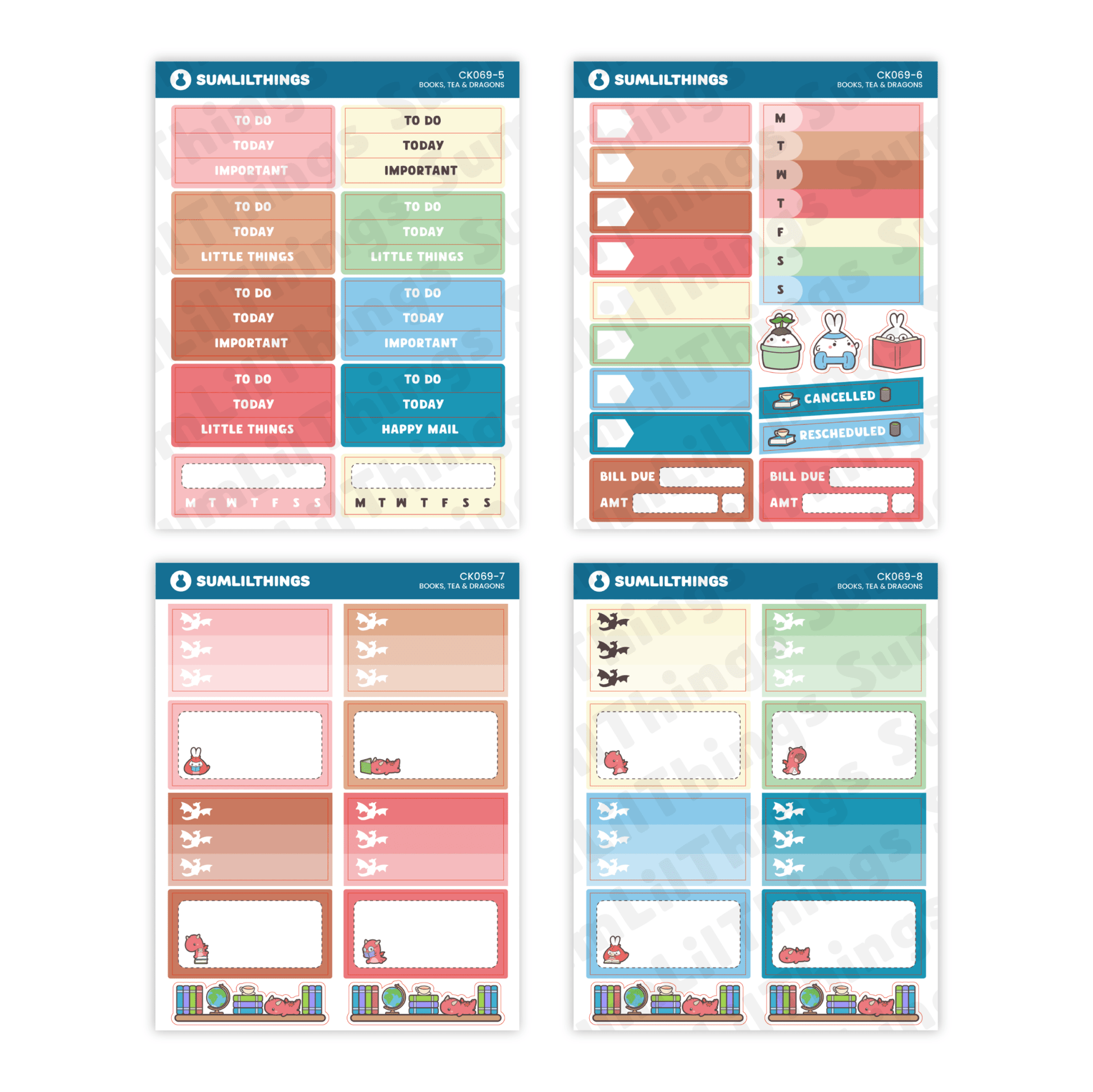 Vertical Kit - Books, Dragons & Tea (10 Pages) - Gold Foil - SumLilThings