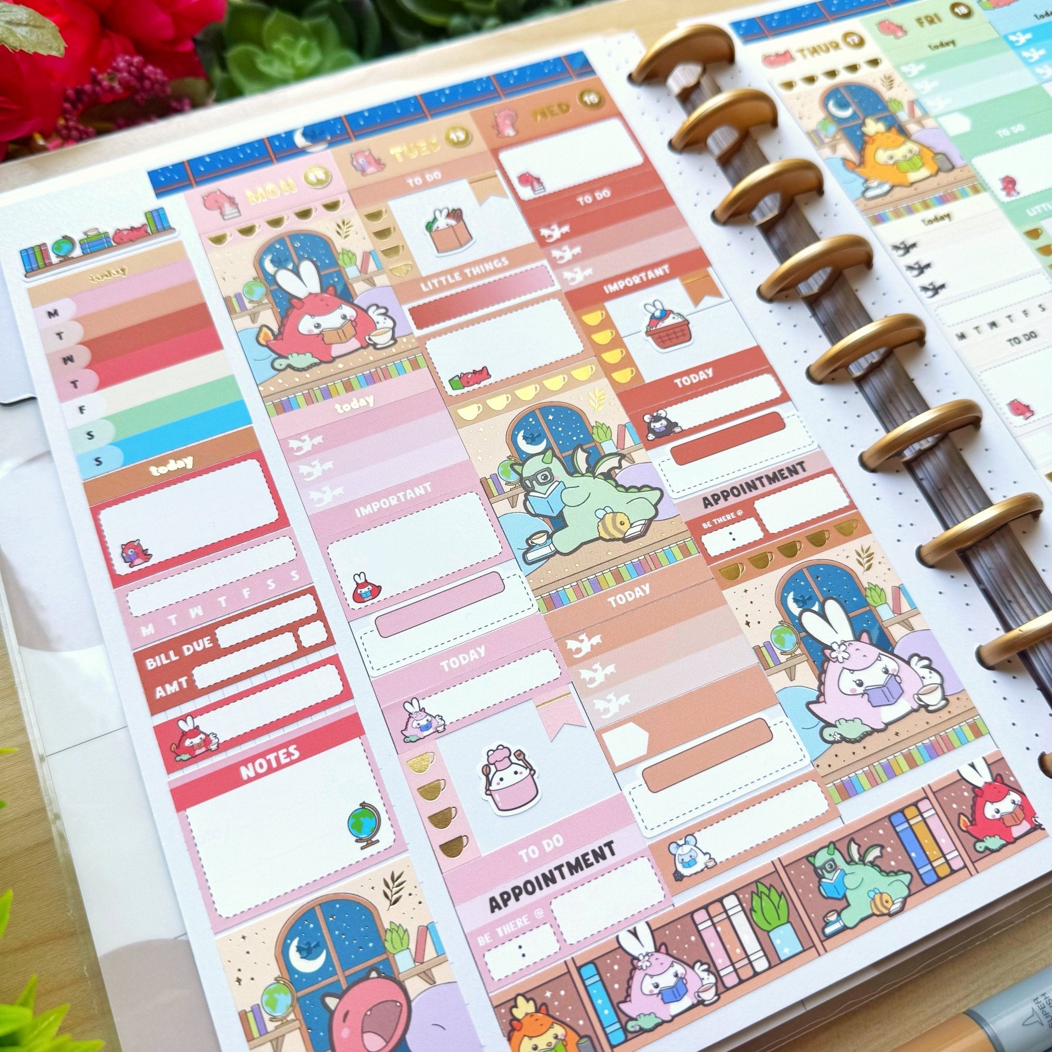 Vertical Kit - Books, Dragons & Tea (10 Pages) - Gold Foil - SumLilThings