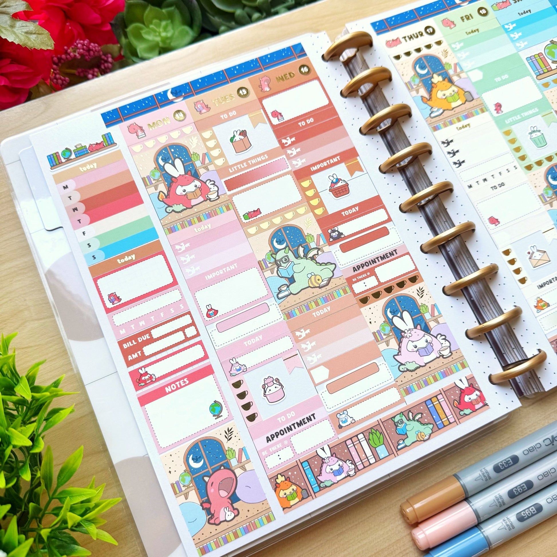 Vertical Kit - Books, Dragons & Tea (10 Pages) - Gold Foil - SumLilThings