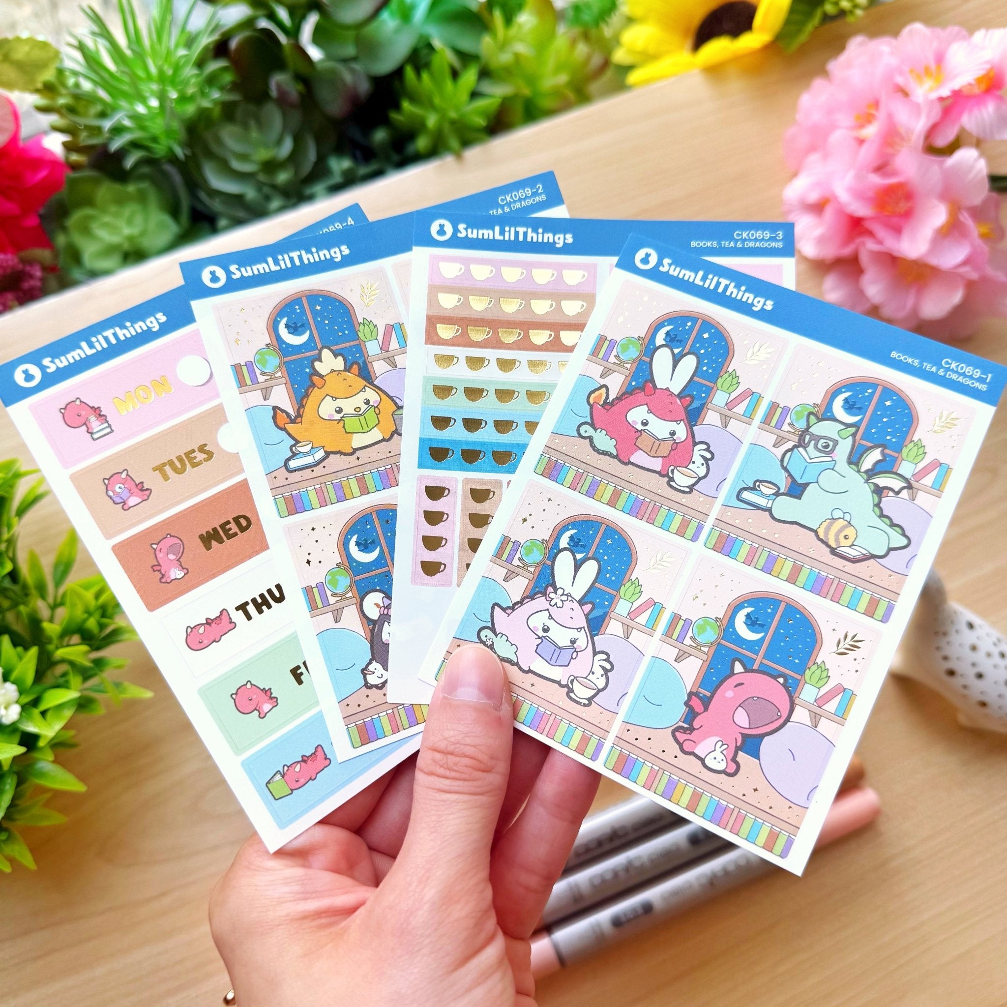 Vertical Kit - Books, Dragons & Tea (10 Pages) - Gold Foil - SumLilThings