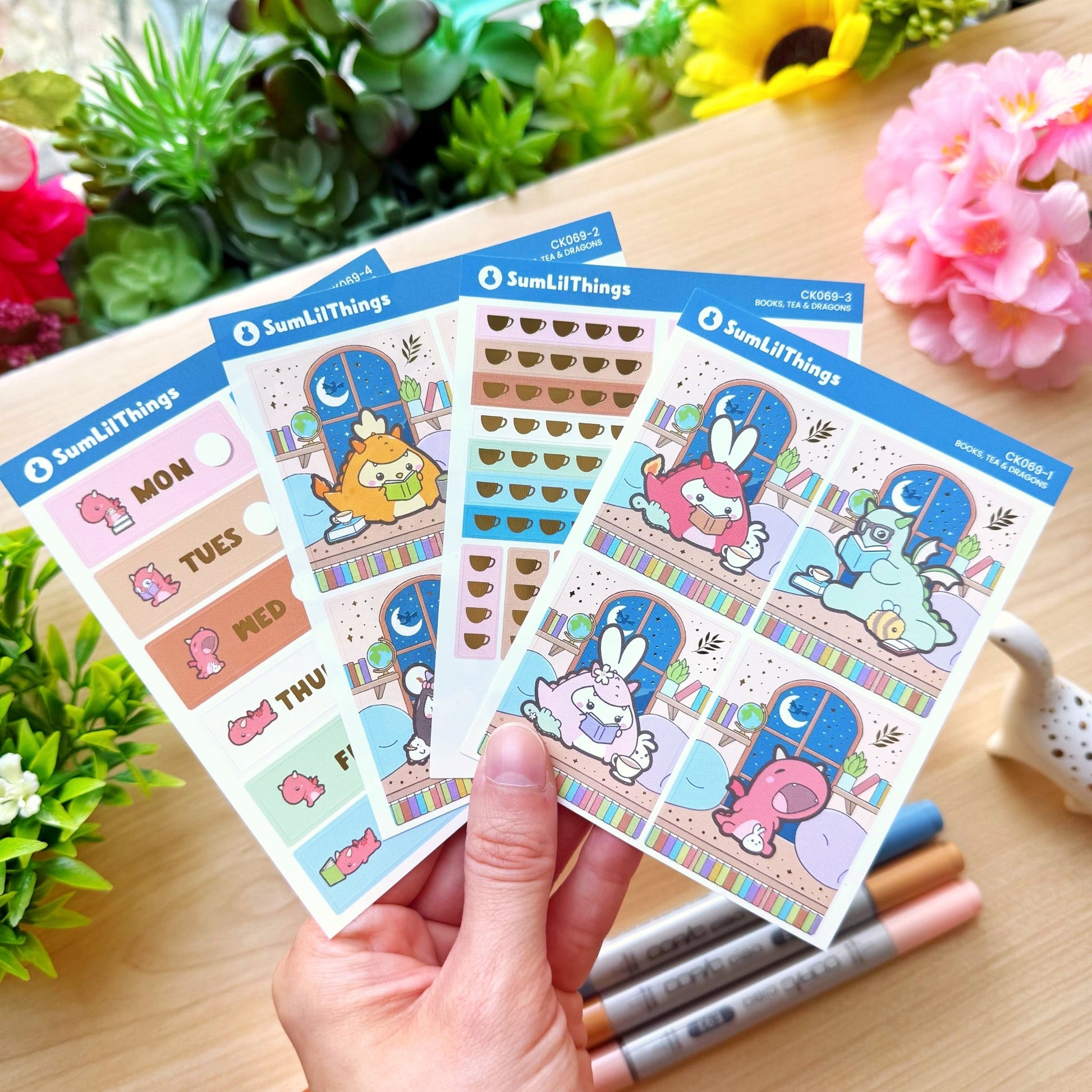 Vertical Kit - Books, Dragons & Tea (10 Pages) - Gold Foil - SumLilThings