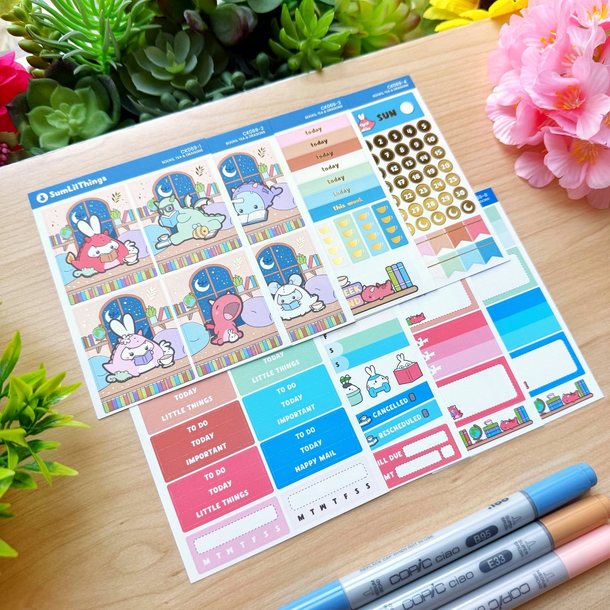 Vertical Kit - Books, Dragons & Tea (10 Pages) - Gold Foil - SumLilThings