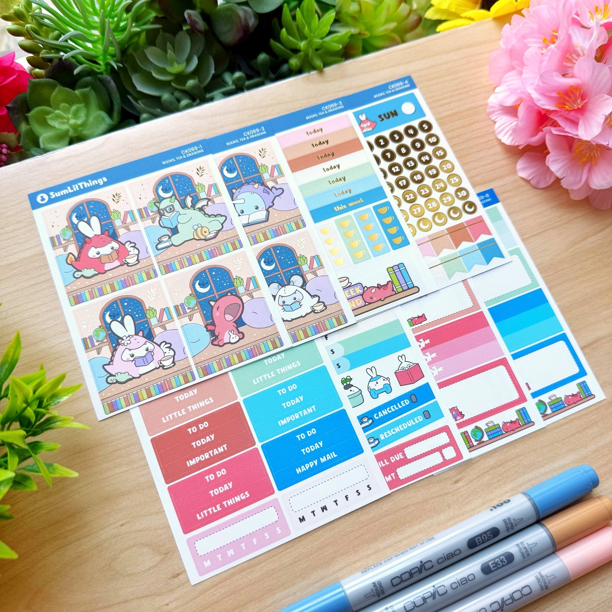 Vertical Kit - Books, Dragons & Tea (10 Pages) - Gold Foil - SumLilThings