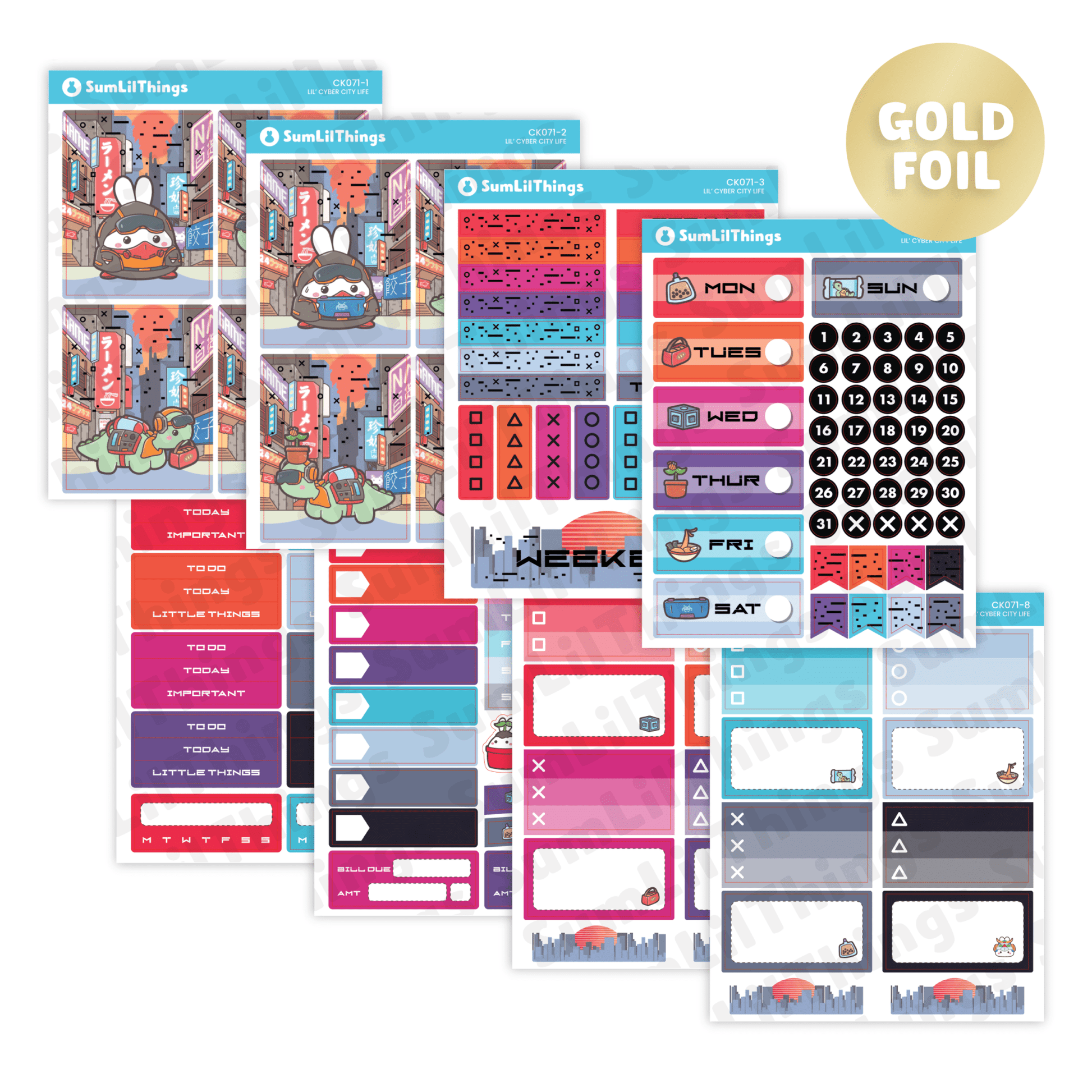Vertical Kit - Lil' Cyber City (10 Pages) - Holo Gold Foil - SumLilThings
