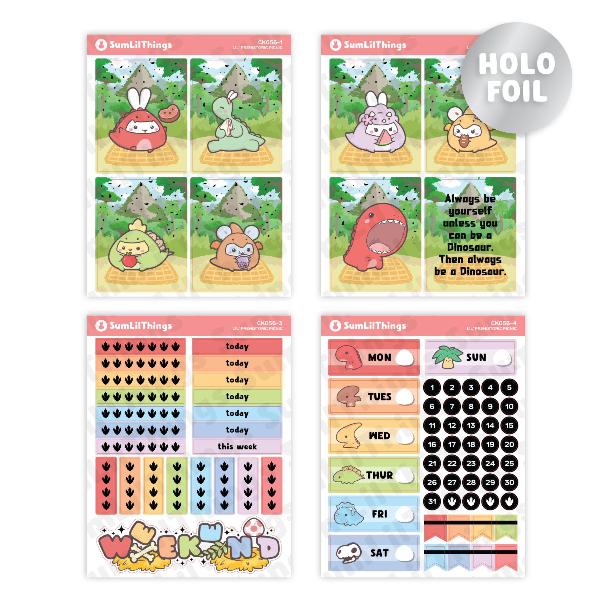 Vertical Kit - Lil' Dino Picnic (10 Pages) - Holo Foil - SumLilThings