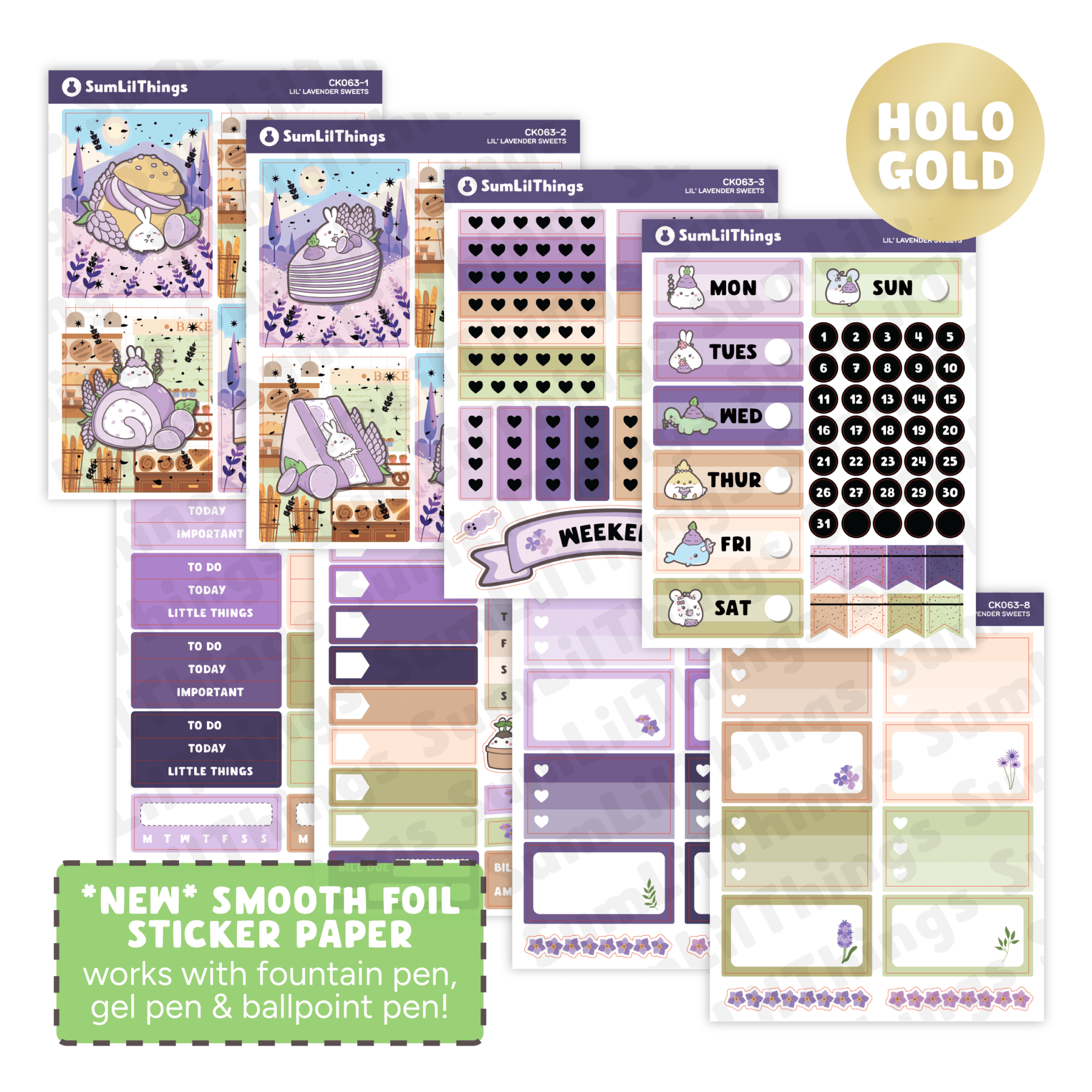 Vertical Kit - Lil' Lavender Sweets (10 Pages) - Holo Gold - SumLilThings