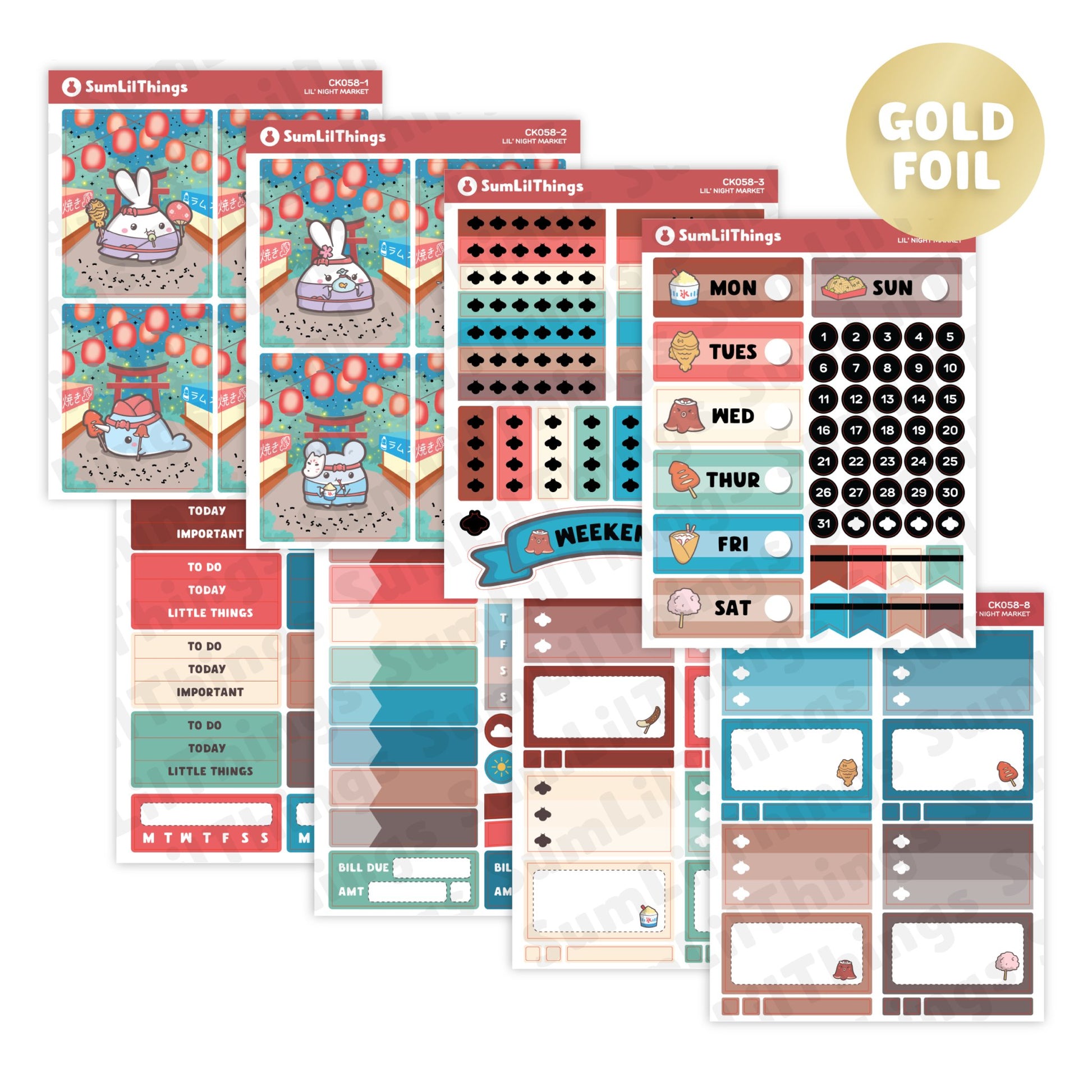 Vertical Kit - Lil' Night Market (10 Pages) - Holo Gold - SumLilThings