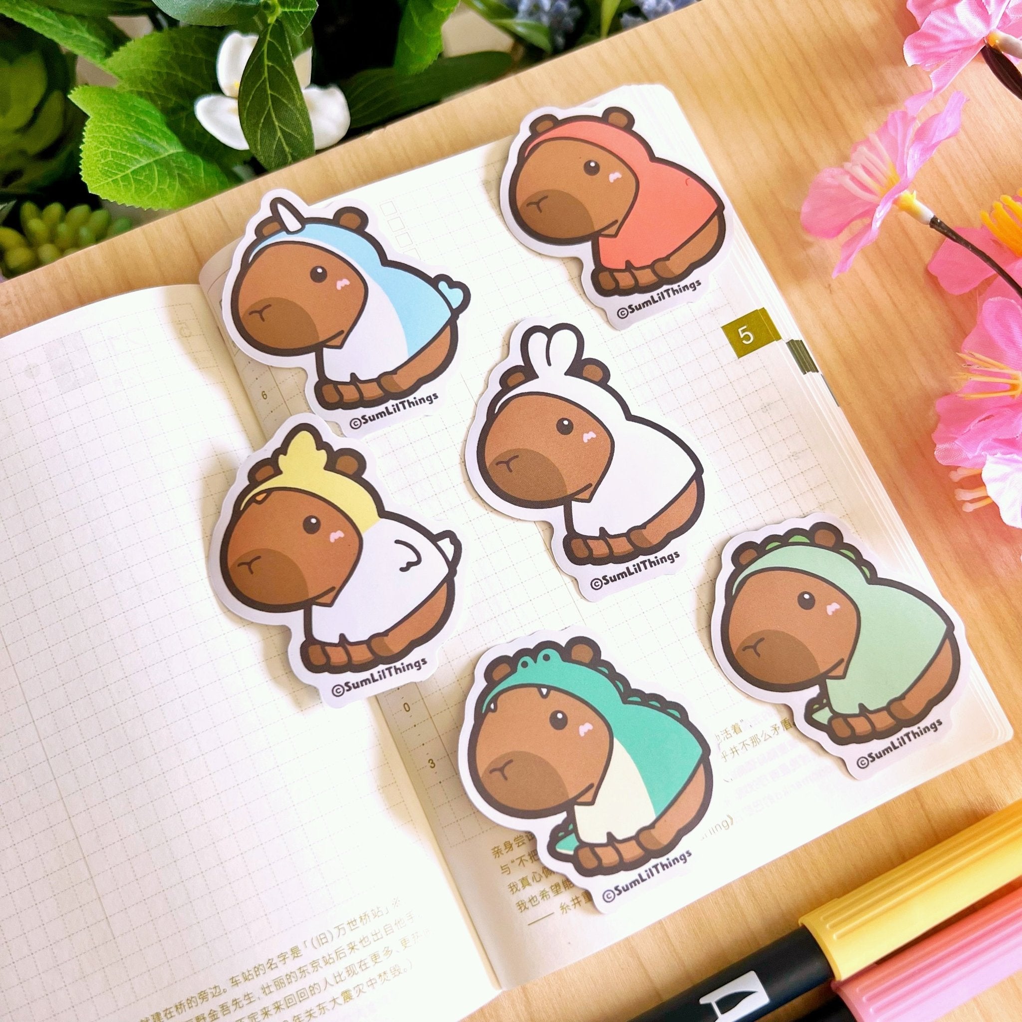 Vinyl Sticker - Baby Capybara Pack (Set of 6) - SumLilThings
