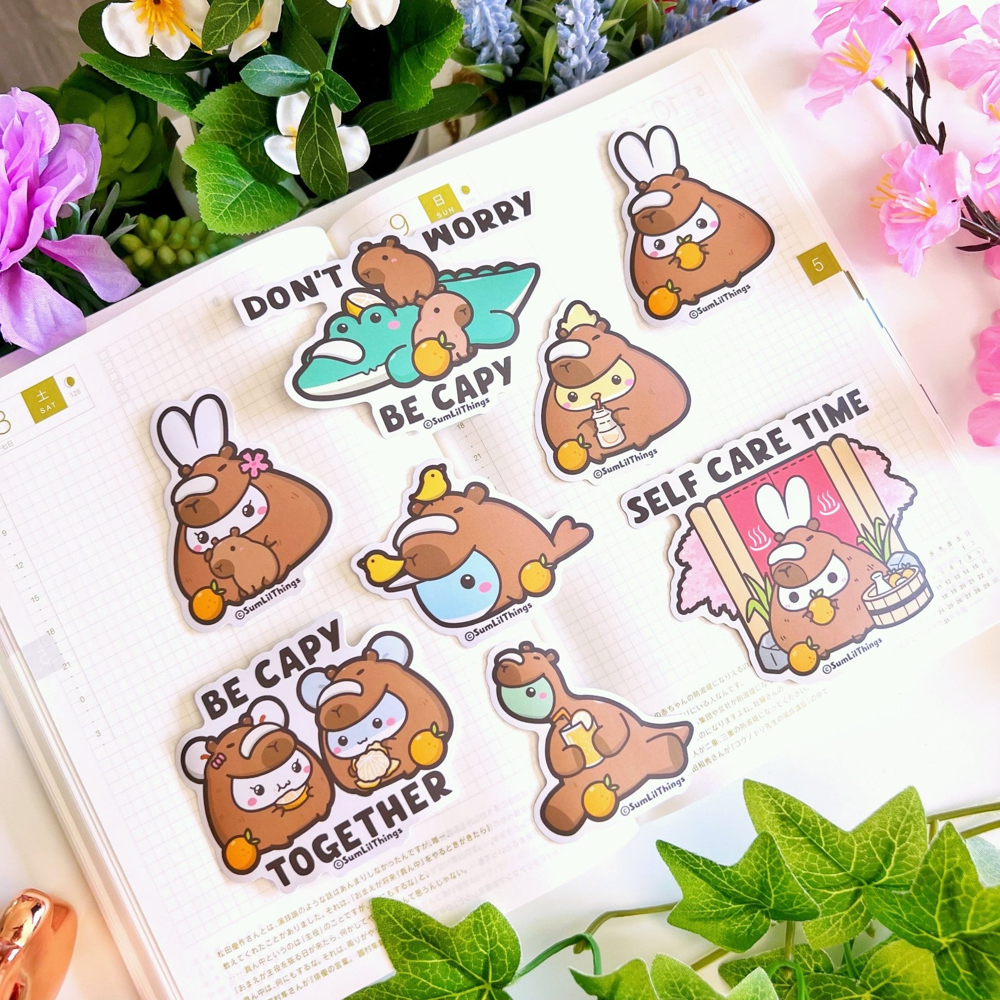 Vinyl Sticker - Be Capy & Chill Series (Set of 7) - SumLilThings