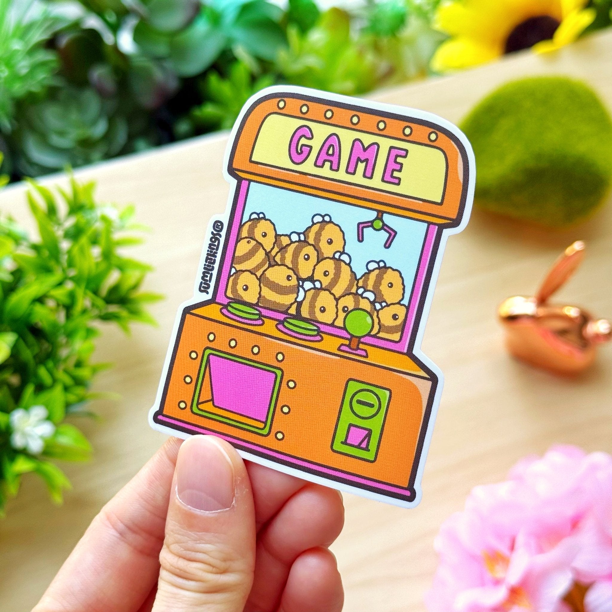 Vinyl Sticker - Bee Plushie Claw Machine - SumLilThings