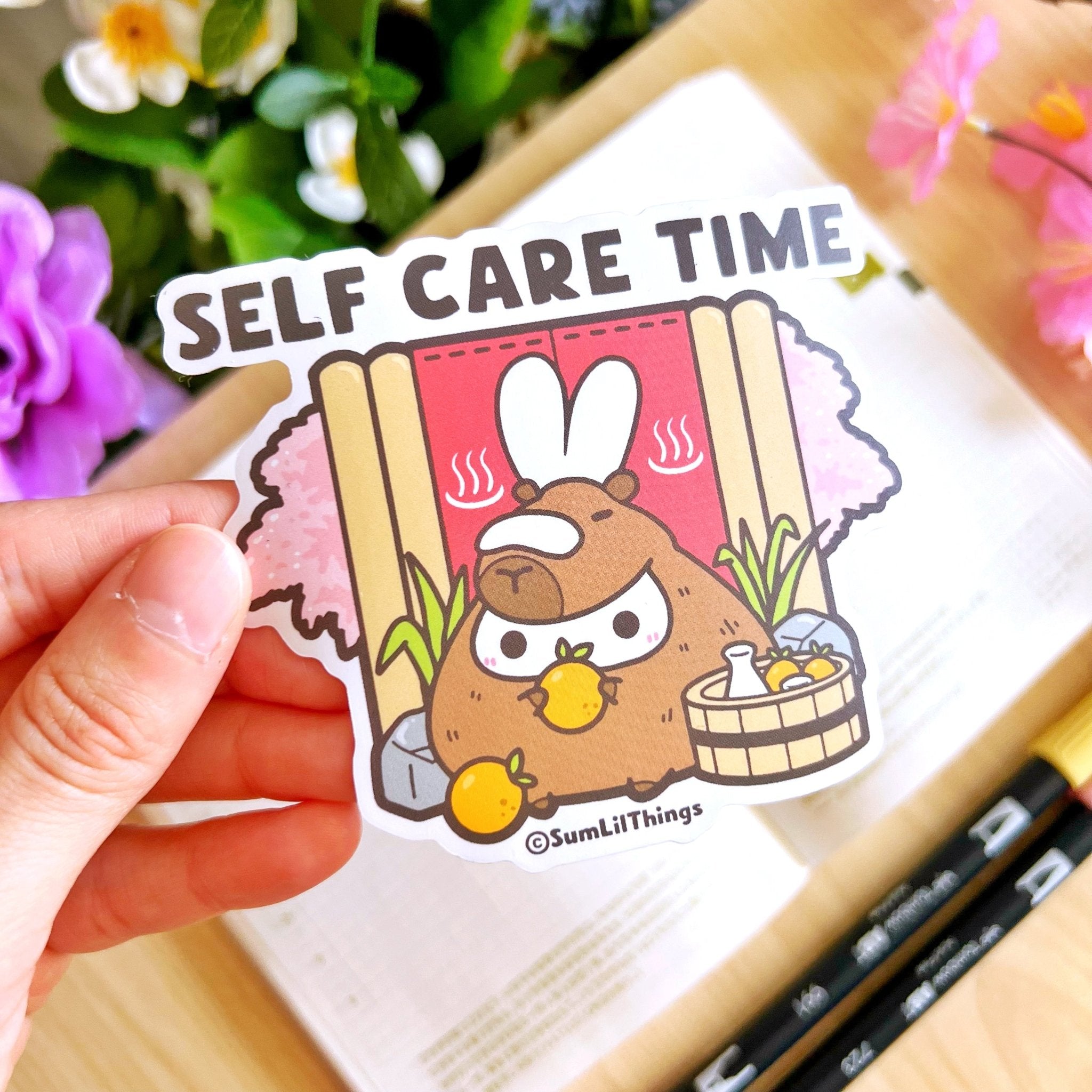 Vinyl Sticker - Capybara Self Care Time - SumLilThings