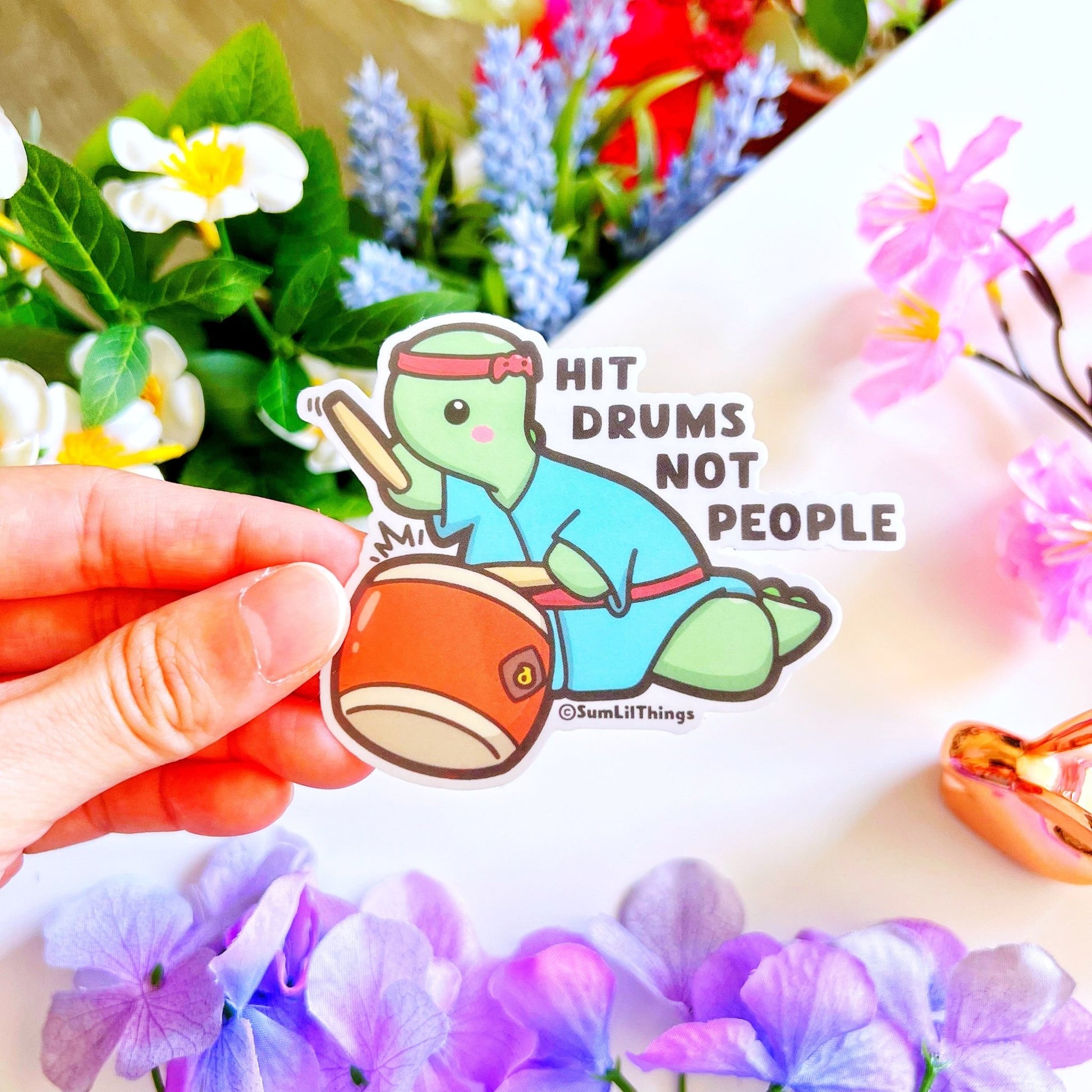 Vinyl Sticker - Hit Drums Not People (Transparent) - SumLilThings