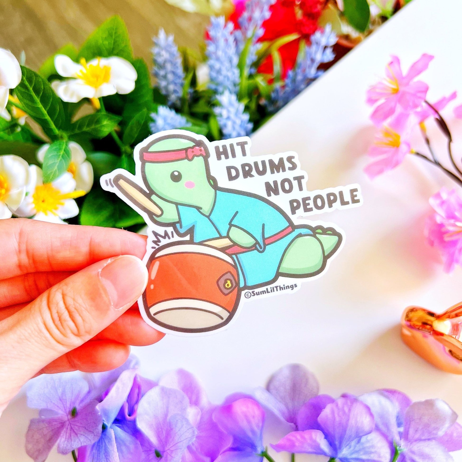 Vinyl Sticker - Hit Drums Not People (Transparent) - SumLilThings