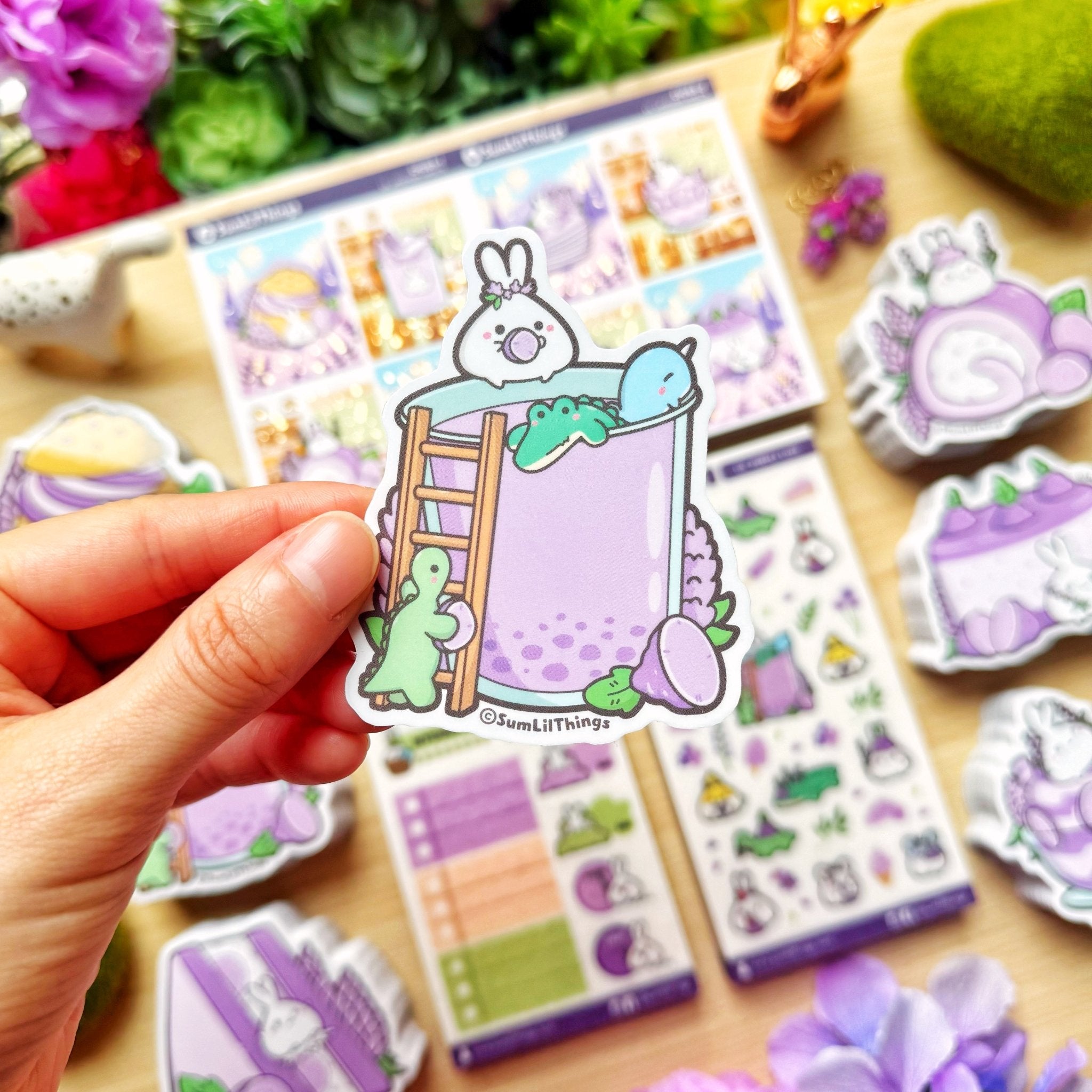 Vinyl Sticker - Lavender Taro Drink (Transparent) - SumLilThings