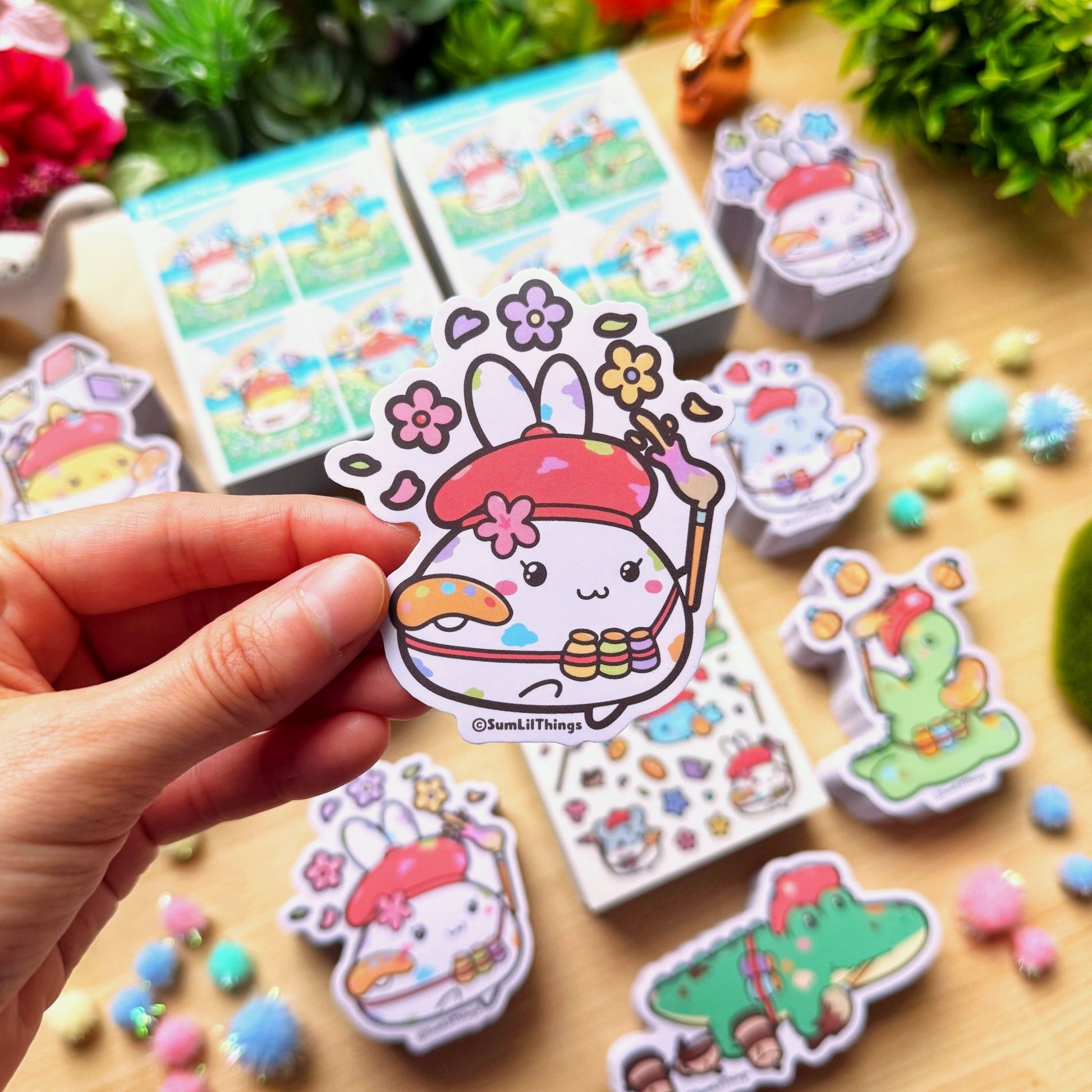 Vinyl Sticker - Mimi the Artist (Flowers) - SumLilThings