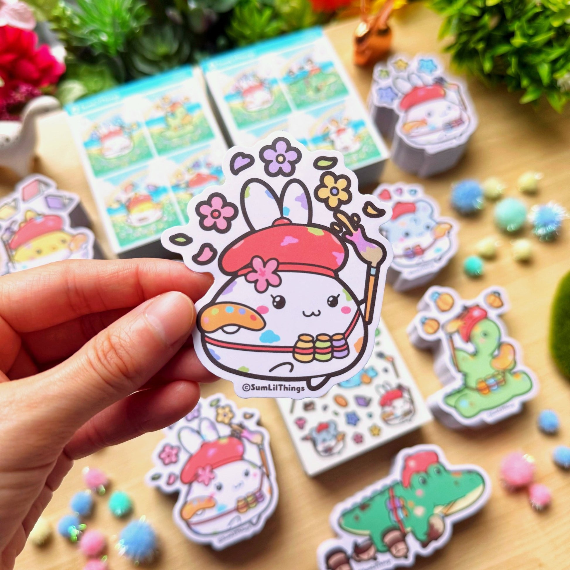 Vinyl Sticker - Mimi the Artist (Flowers) - SumLilThings