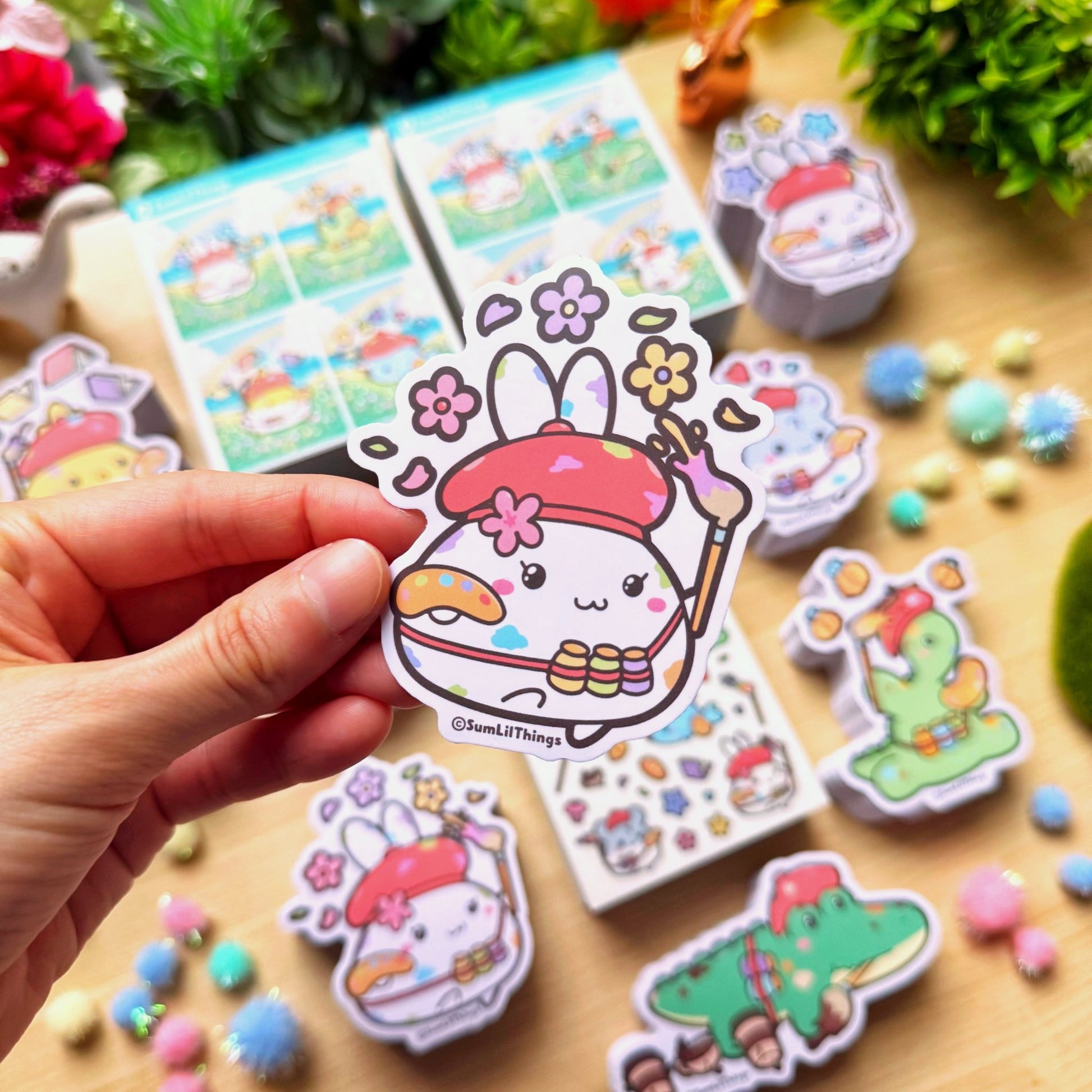 Vinyl Sticker - Mimi the Artist (Flowers) - SumLilThings