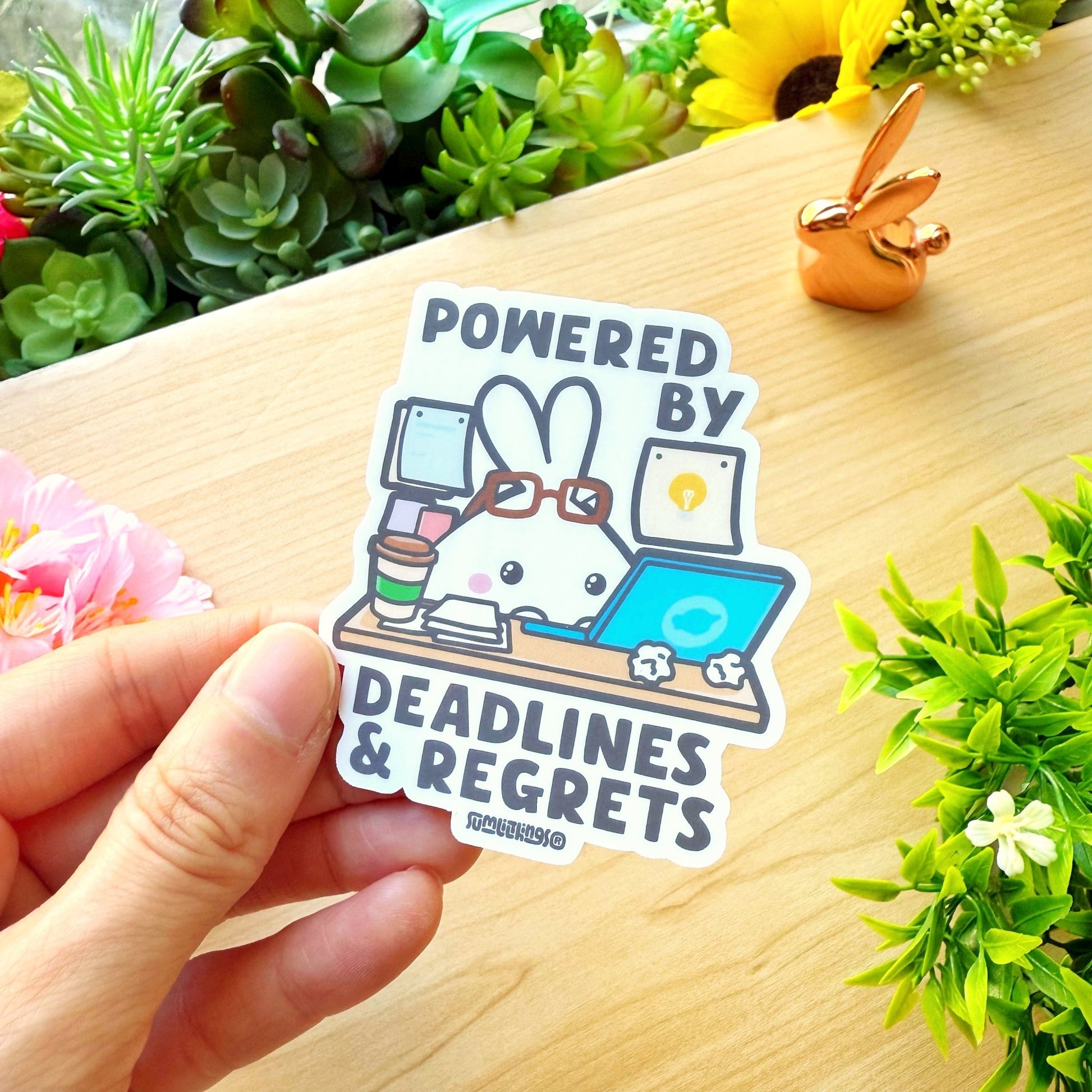 Vinyl Sticker - Powered by Deadlines & Regrets - SumLilThings