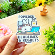 Vinyl Sticker - Powered by Deadlines & Regrets - SumLilThings