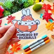 Vinyl Sticker - Powered By Riceballs - SumLilThings
