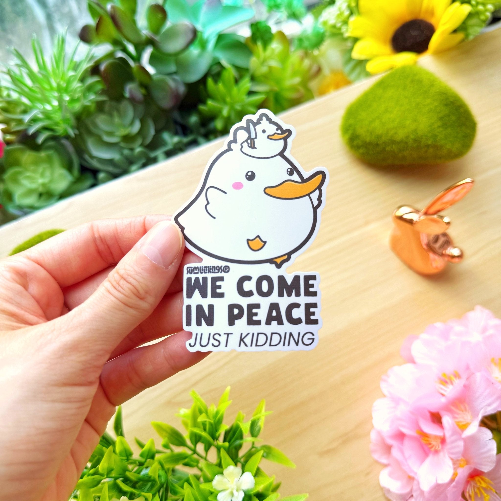 Vinyl Sticker - We Come In Peace - SumLilThings