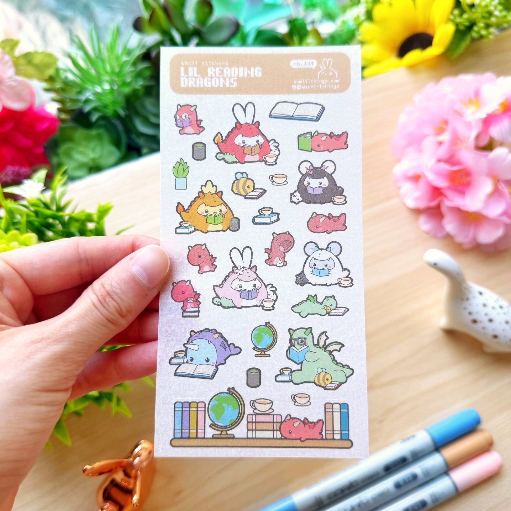 Washi Sticker - Lil' Reading Dragons - SumLilThings