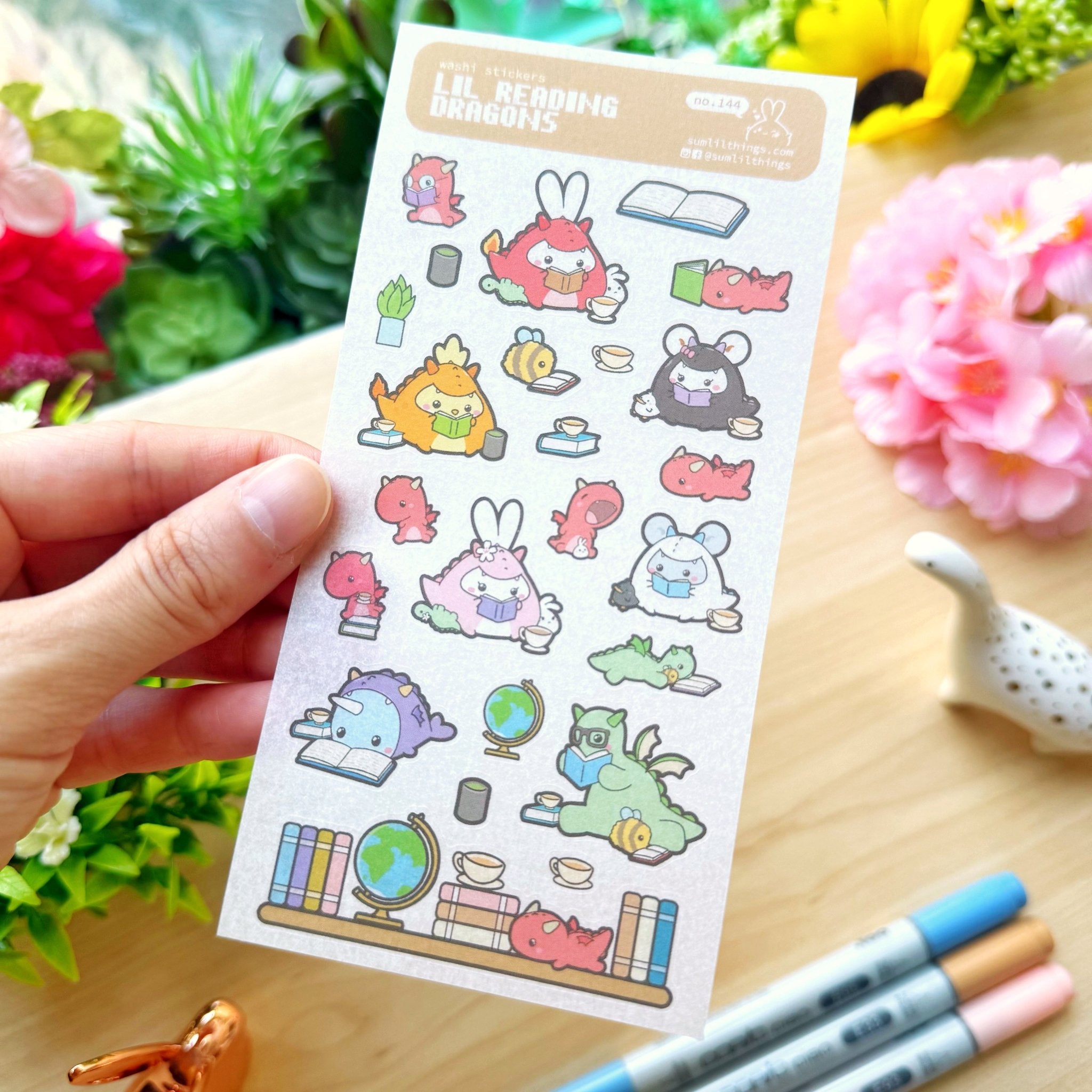 Washi Sticker - Lil' Reading Dragons - SumLilThings