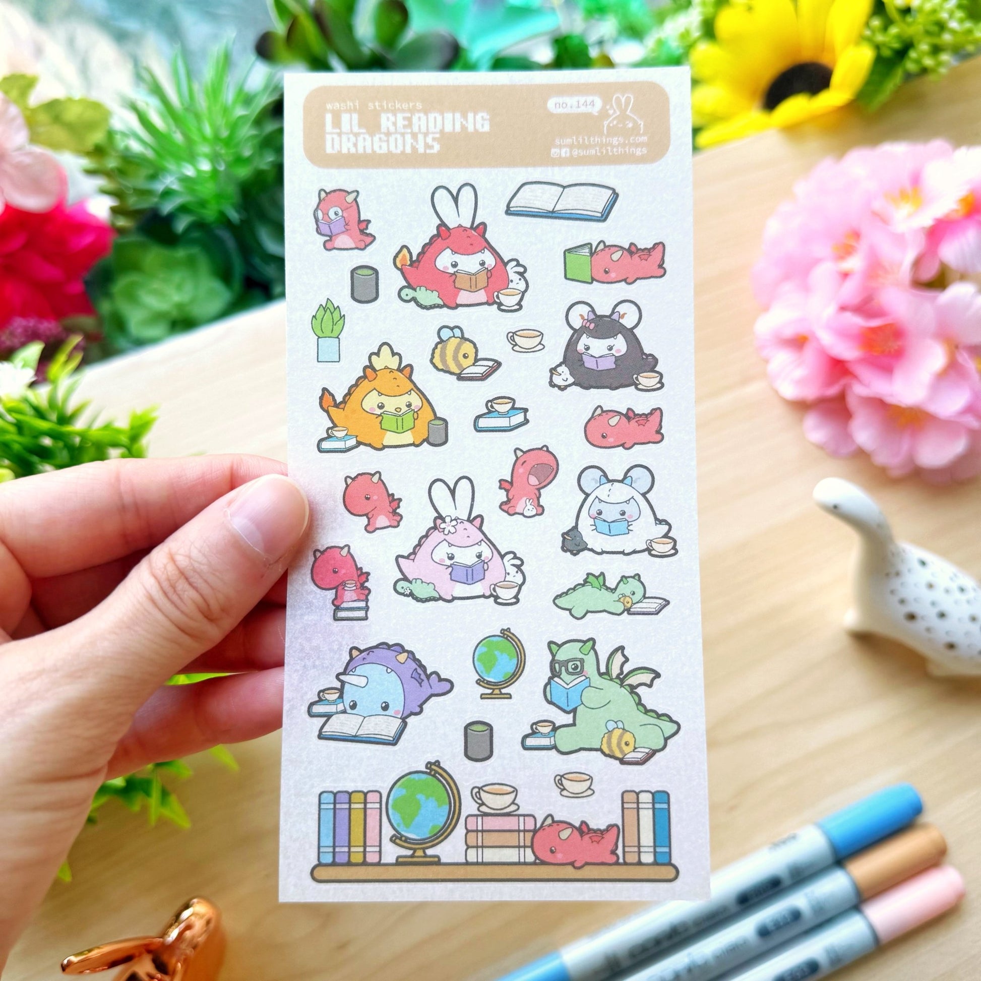 Washi Sticker - Lil' Reading Dragons - SumLilThings