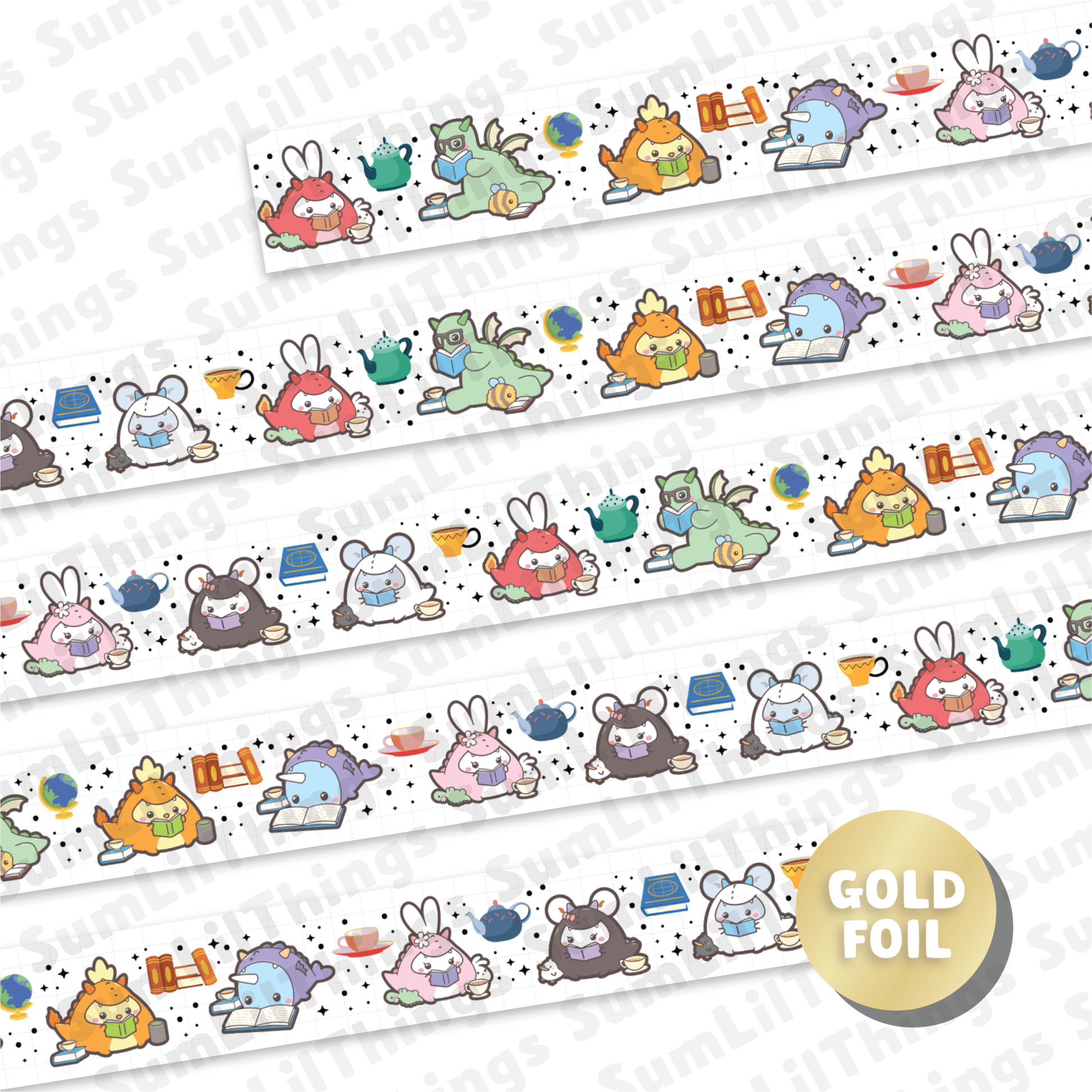Washi Tape - Books, Dragons & Tea Collection - SumLilThings