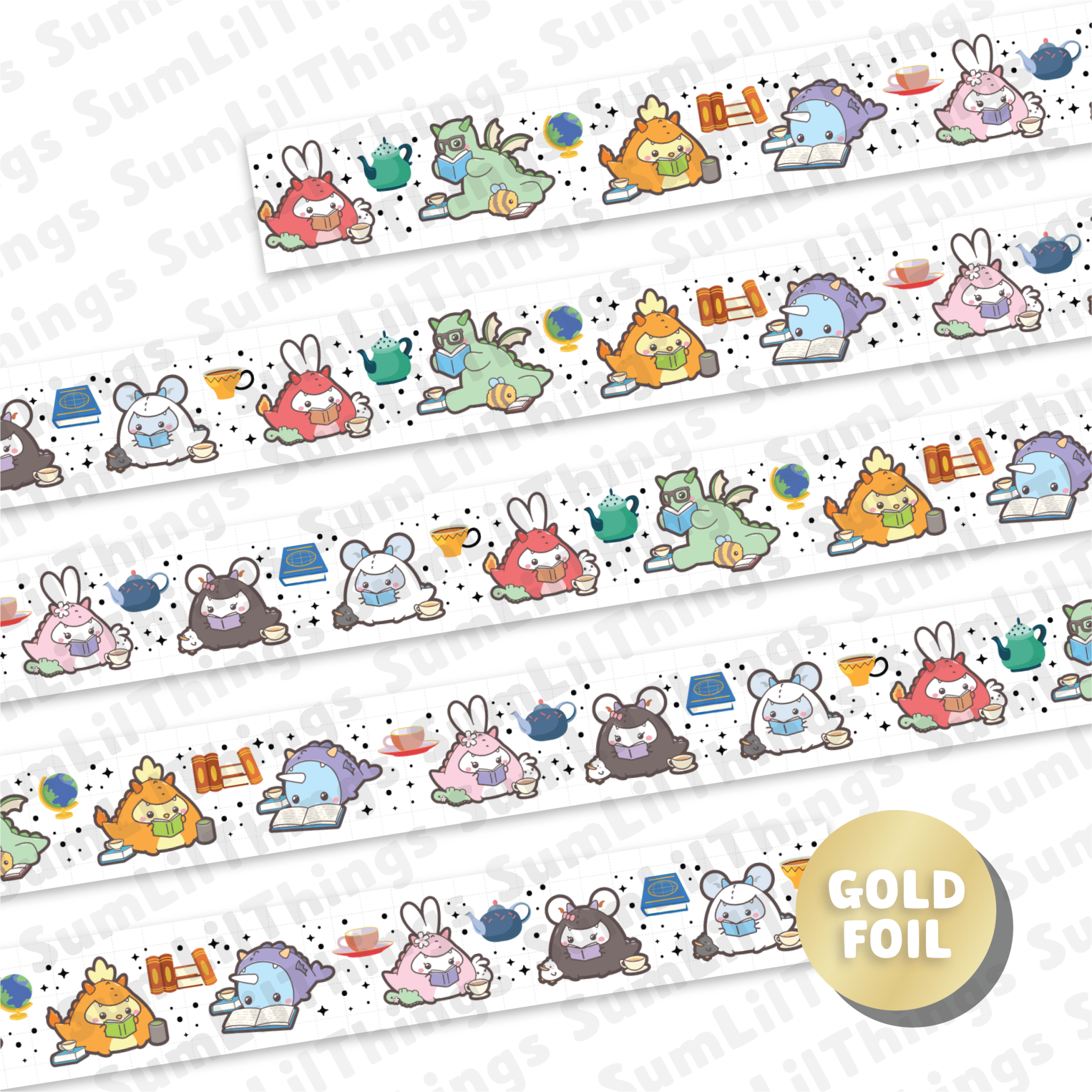 Washi Tape - Books, Dragons & Tea Collection - SumLilThings