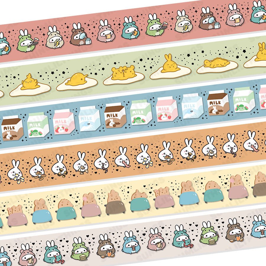 Washi Tape - Cozy Breakfast & Onesies - Holo Gold Foil - Set of 6 - SumLilThings