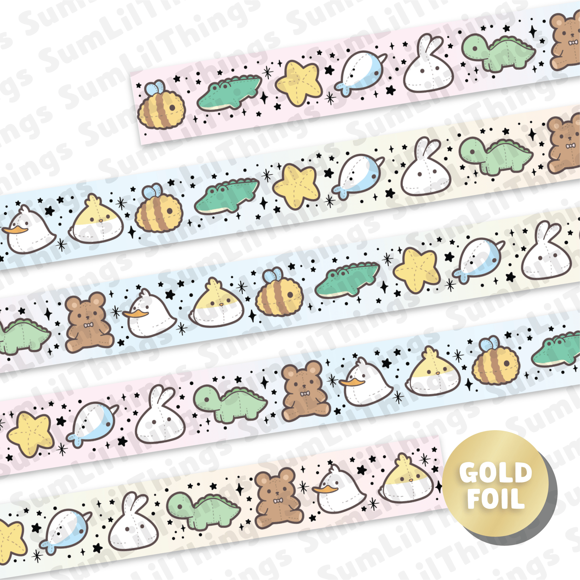 Washi Tape - Lil' Fluff & Dreams Collection (Gold Foil) - SumLilThings