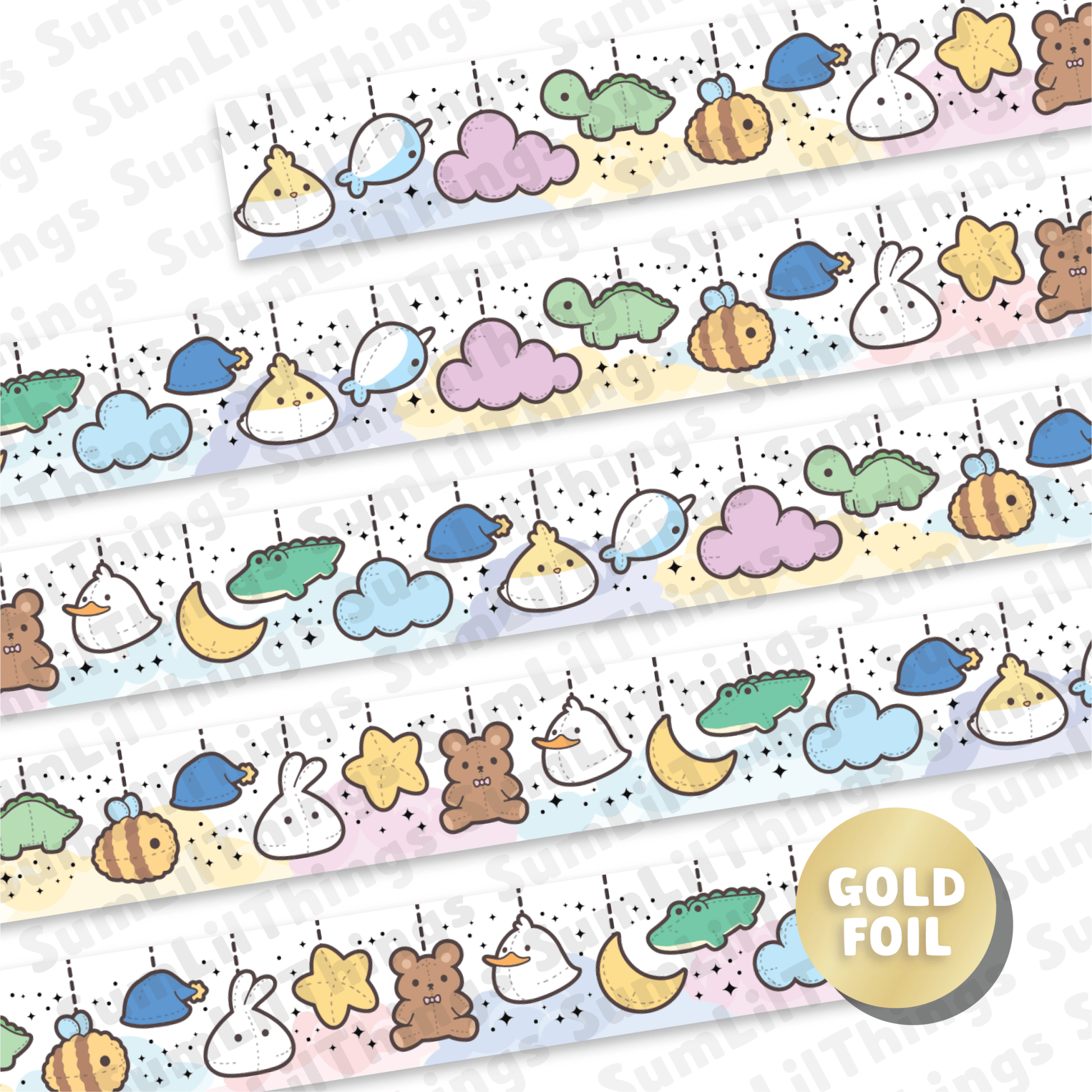 Washi Tape - Lil' Fluff & Dreams Collection (Gold Foil) - SumLilThings