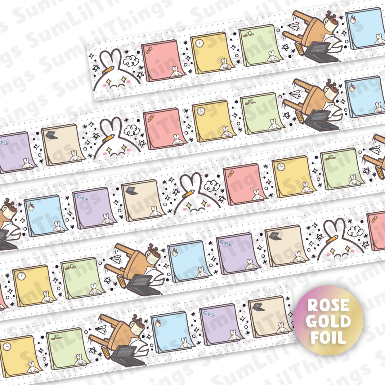 Washi Tape - Lil' Office Life Collection (Rose Gold Foil) - SumLilThings