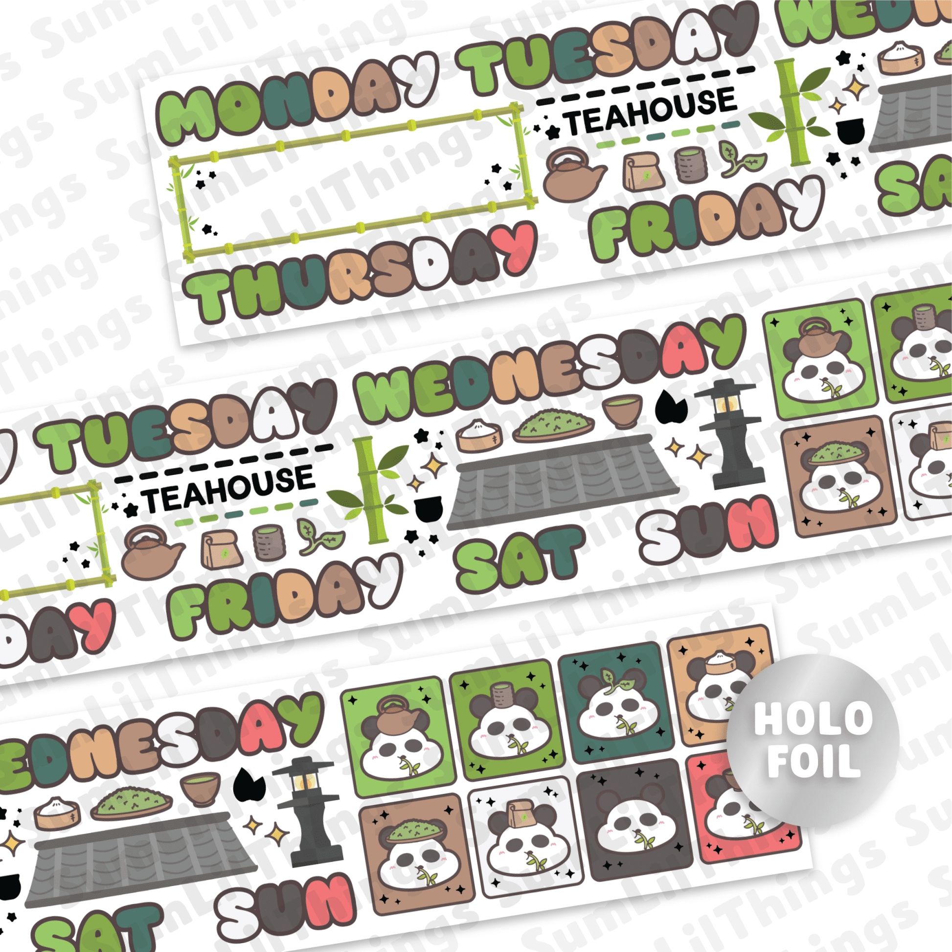 Washi Tape - Lil' Panda Teahouse Collection (Holo Foil) - SumLilThings