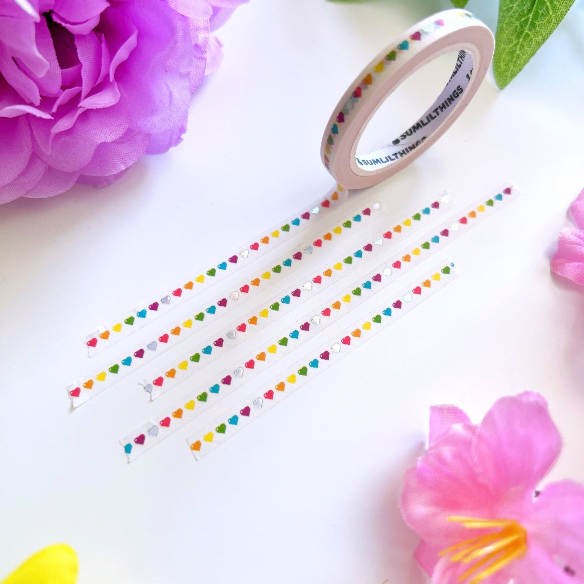 Washi Tape - Lil’ Pixel Hearts - Holo Foil - 5mm - SumLilThings