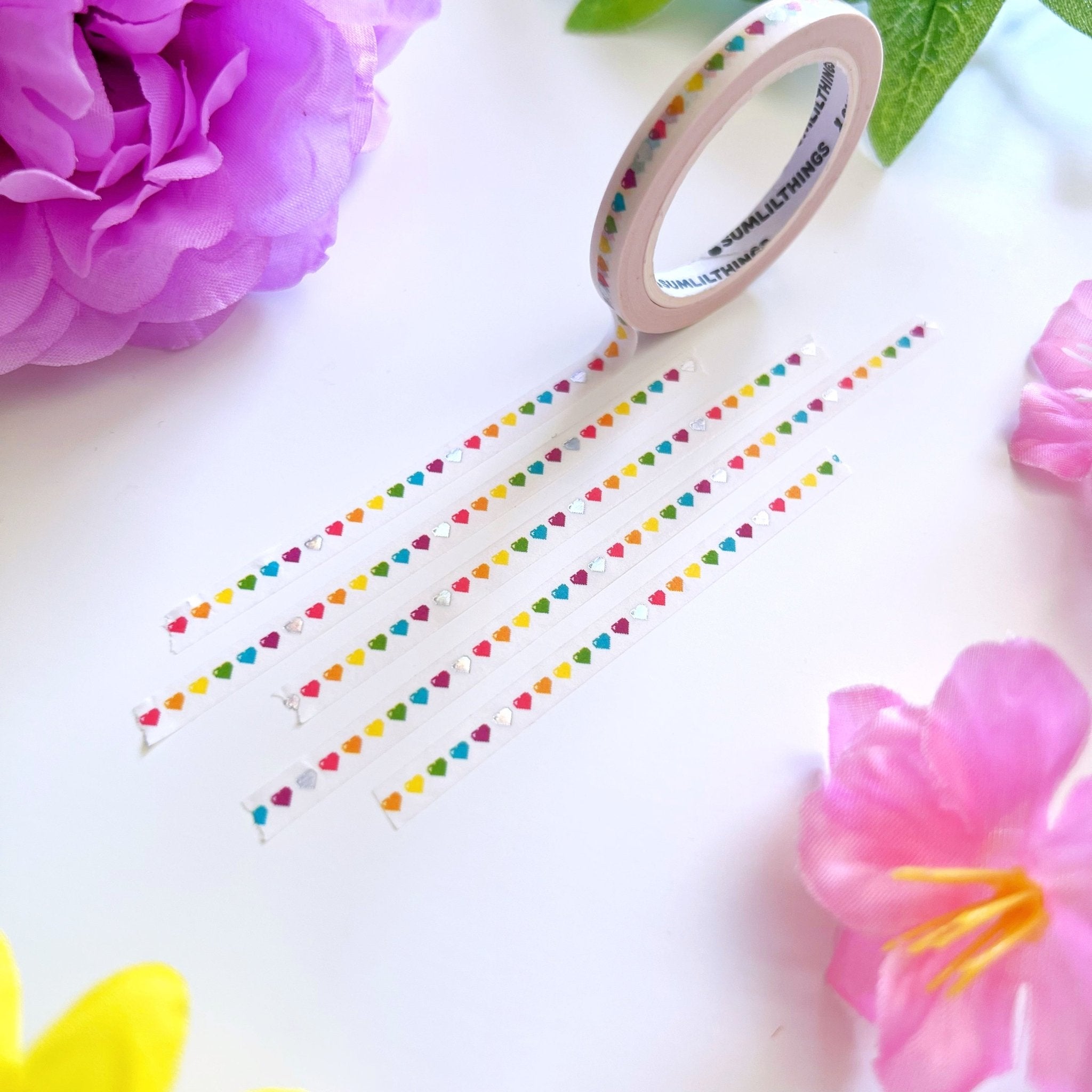 Washi Tape - Lil’ Pixel Hearts - Holo Foil - 5mm - SumLilThings
