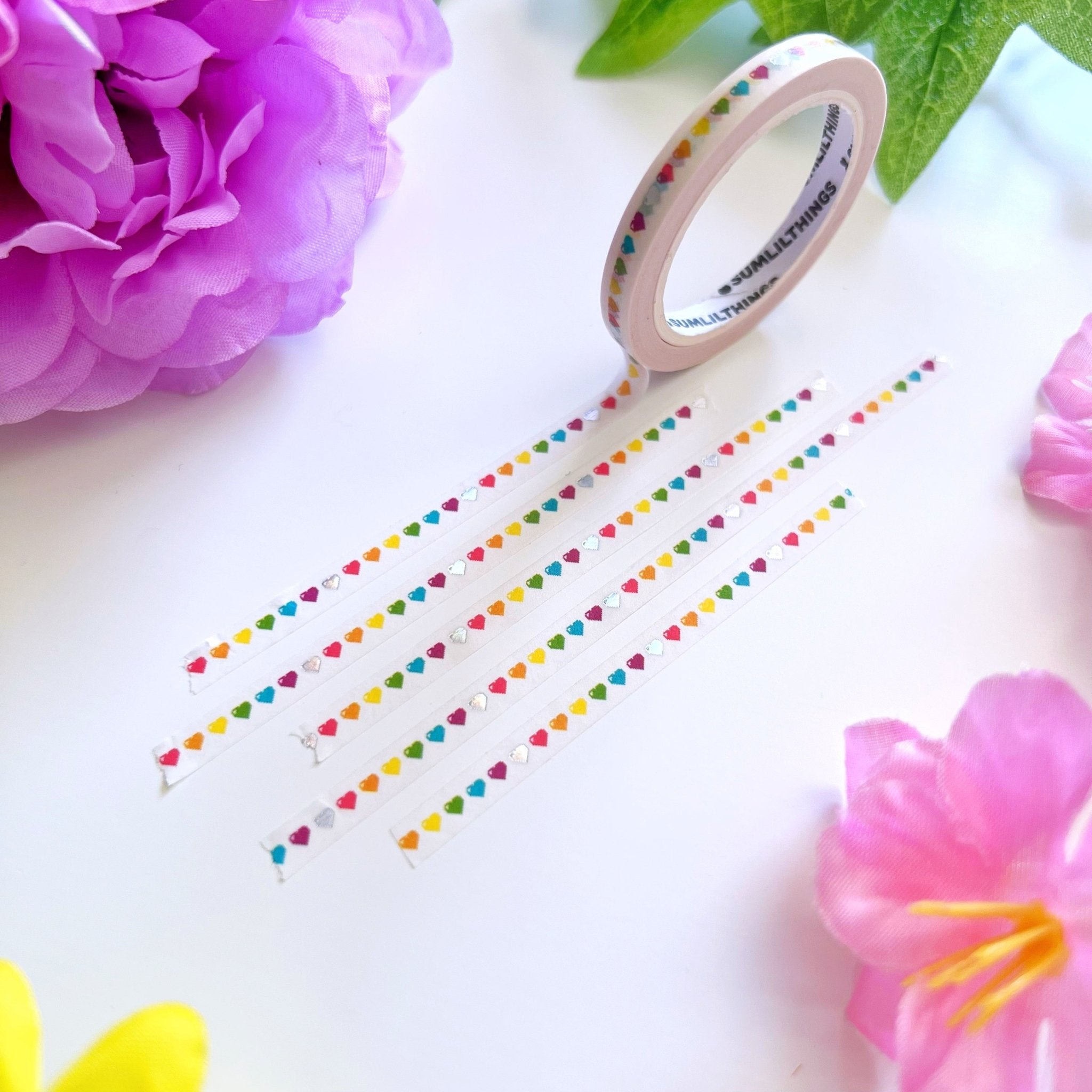 Washi Tape - Lil’ Pixel Hearts - Holo Foil - 5mm - SumLilThings