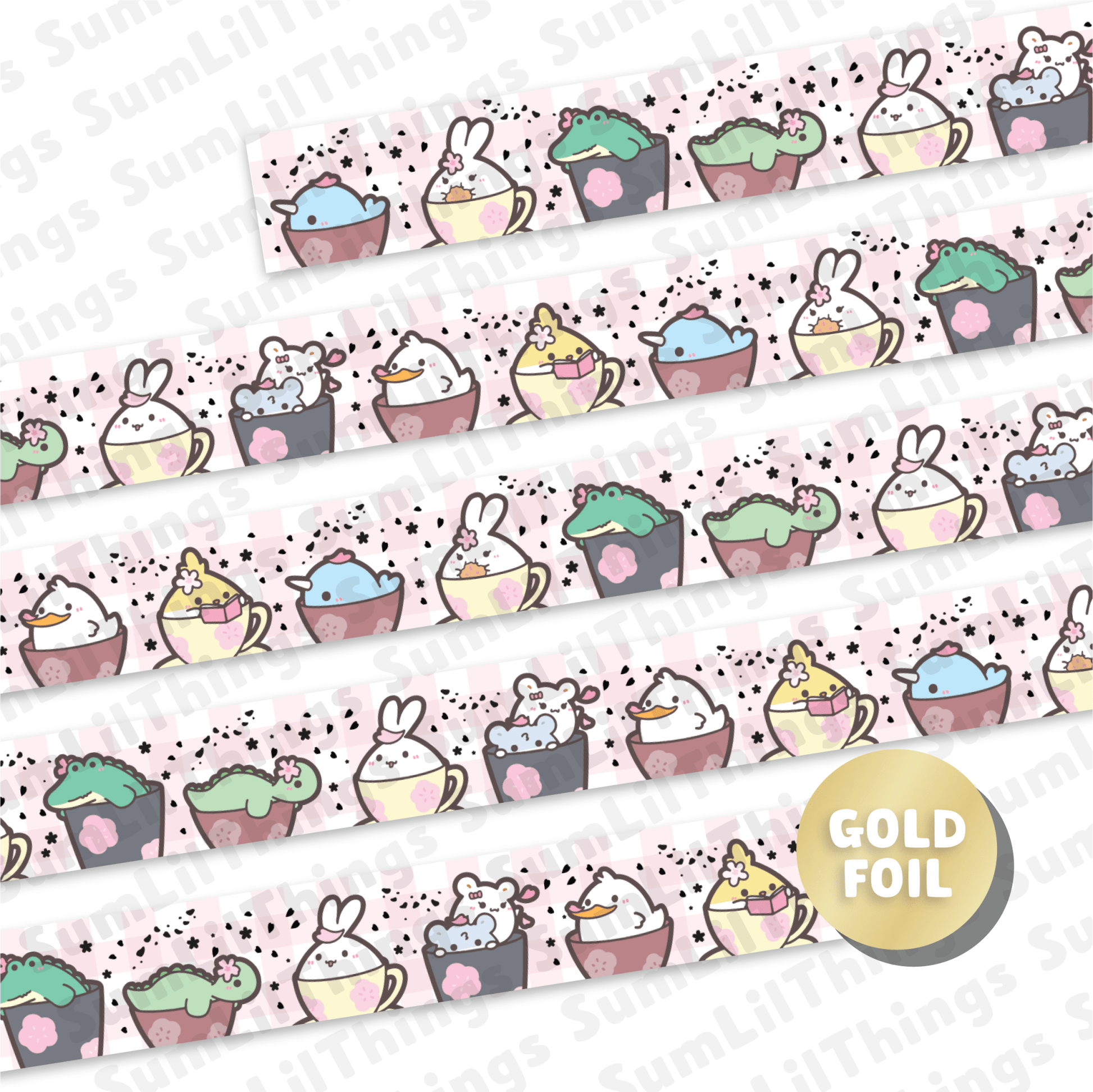 Washi Tape - Lil' Sakura Cafe Collection (Gold Foil) - SumLilThings