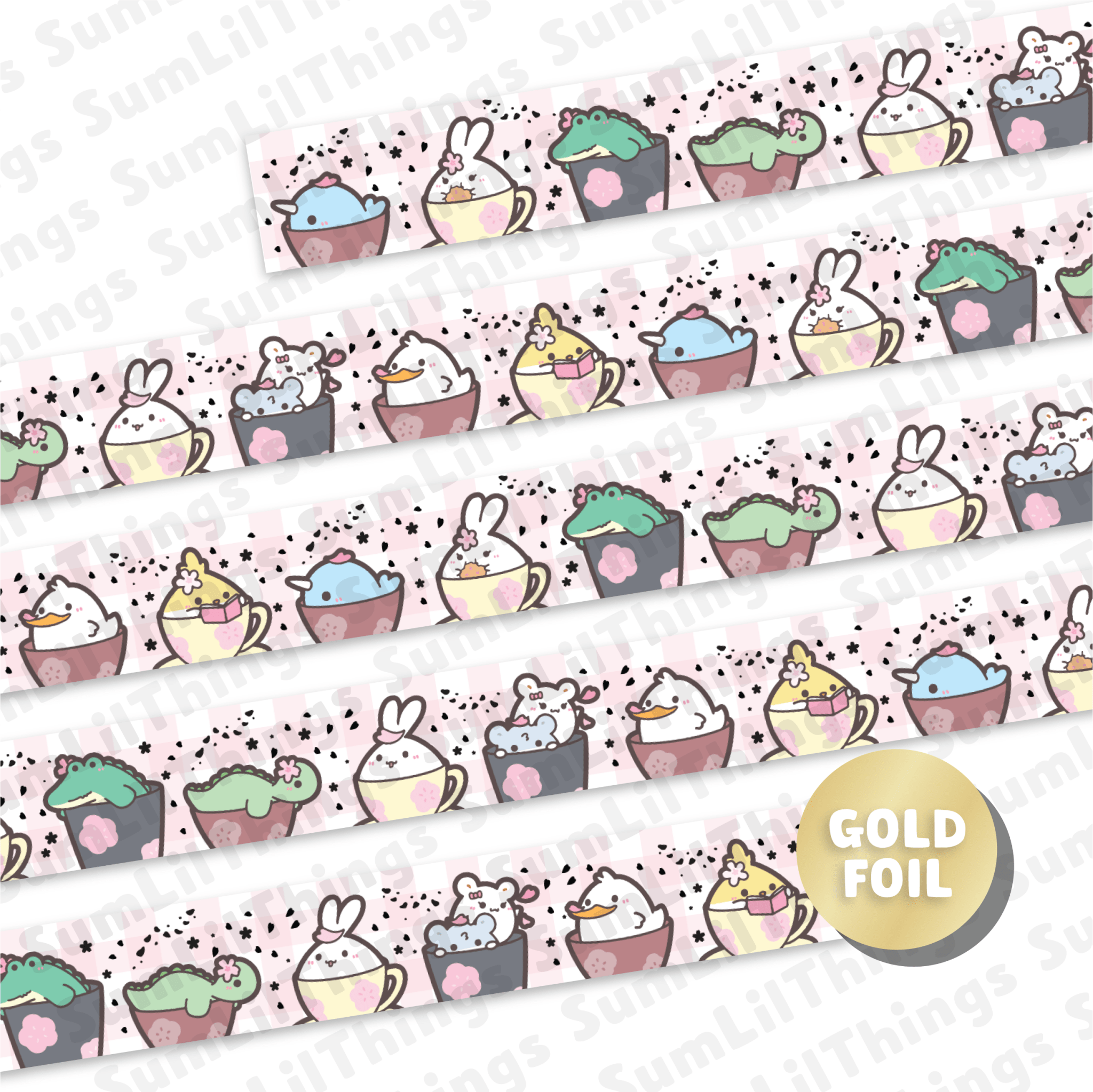Washi Tape - Lil' Sakura Cafe Collection (Gold Foil) - SumLilThings